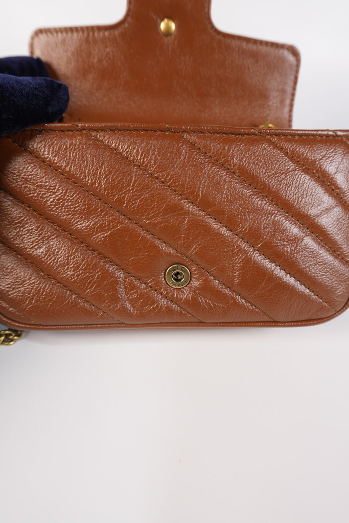 Super Mini Caramel Brown Marmont Chain Strap | Purse Maison Luxury Bags Shop