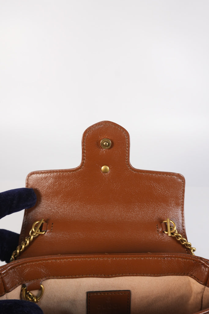 Super Mini Caramel Brown Marmont Chain Strap | Purse Maison Luxury Bags Shop