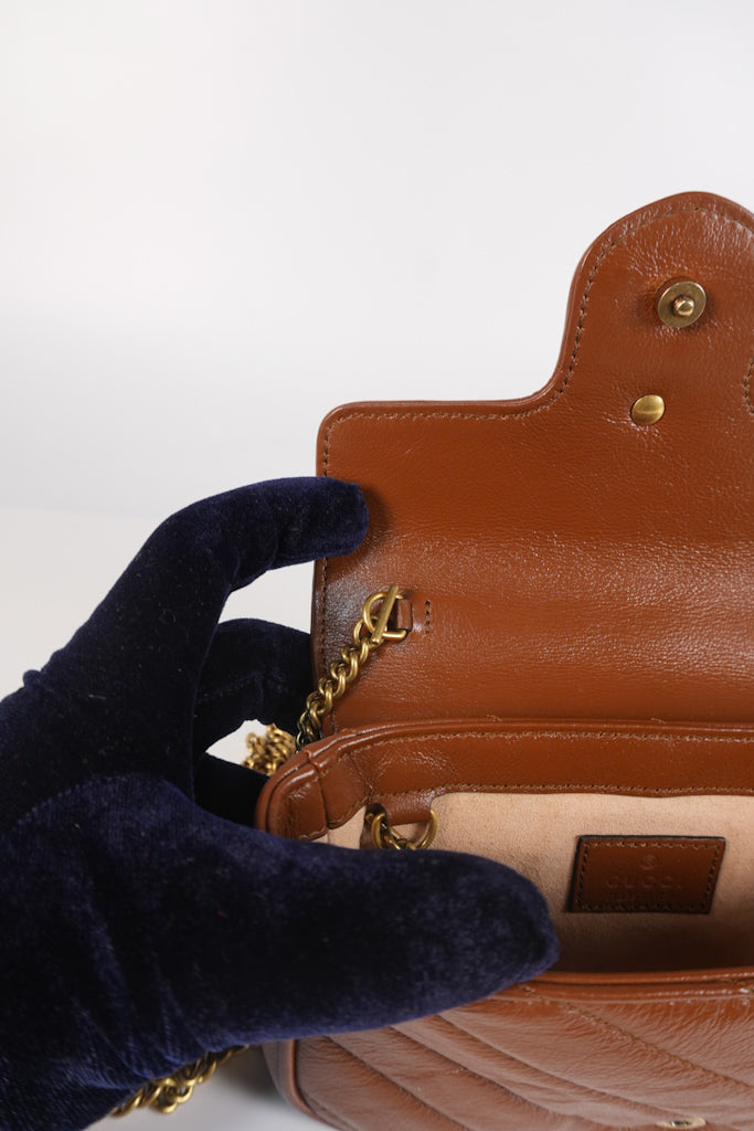 Super Mini Caramel Brown Marmont Chain Strap | Purse Maison Luxury Bags Shop