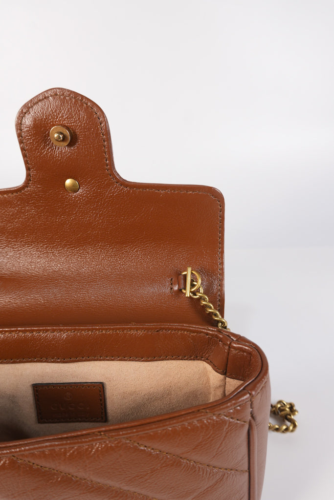 Super Mini Caramel Brown Marmont Chain Strap | Purse Maison Luxury Bags Shop