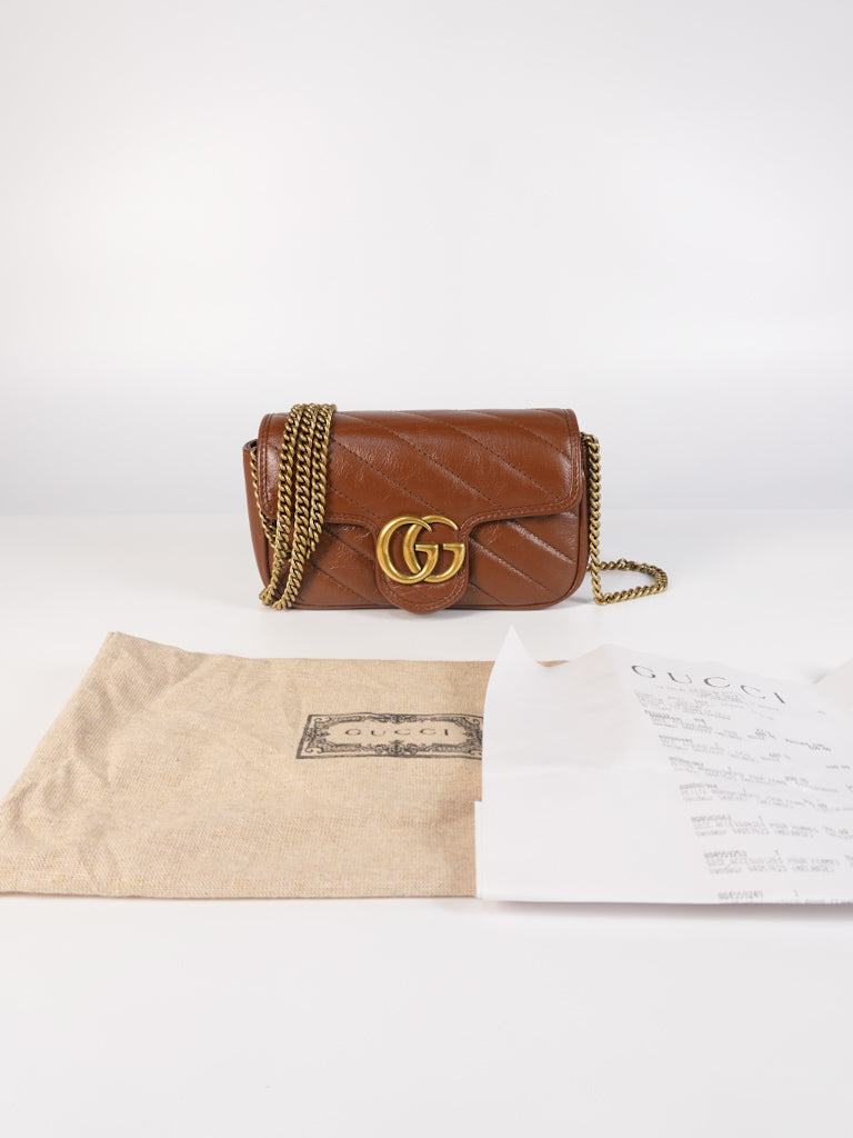 Super Mini Caramel Brown Marmont Chain Strap | Purse Maison Luxury Bags Shop