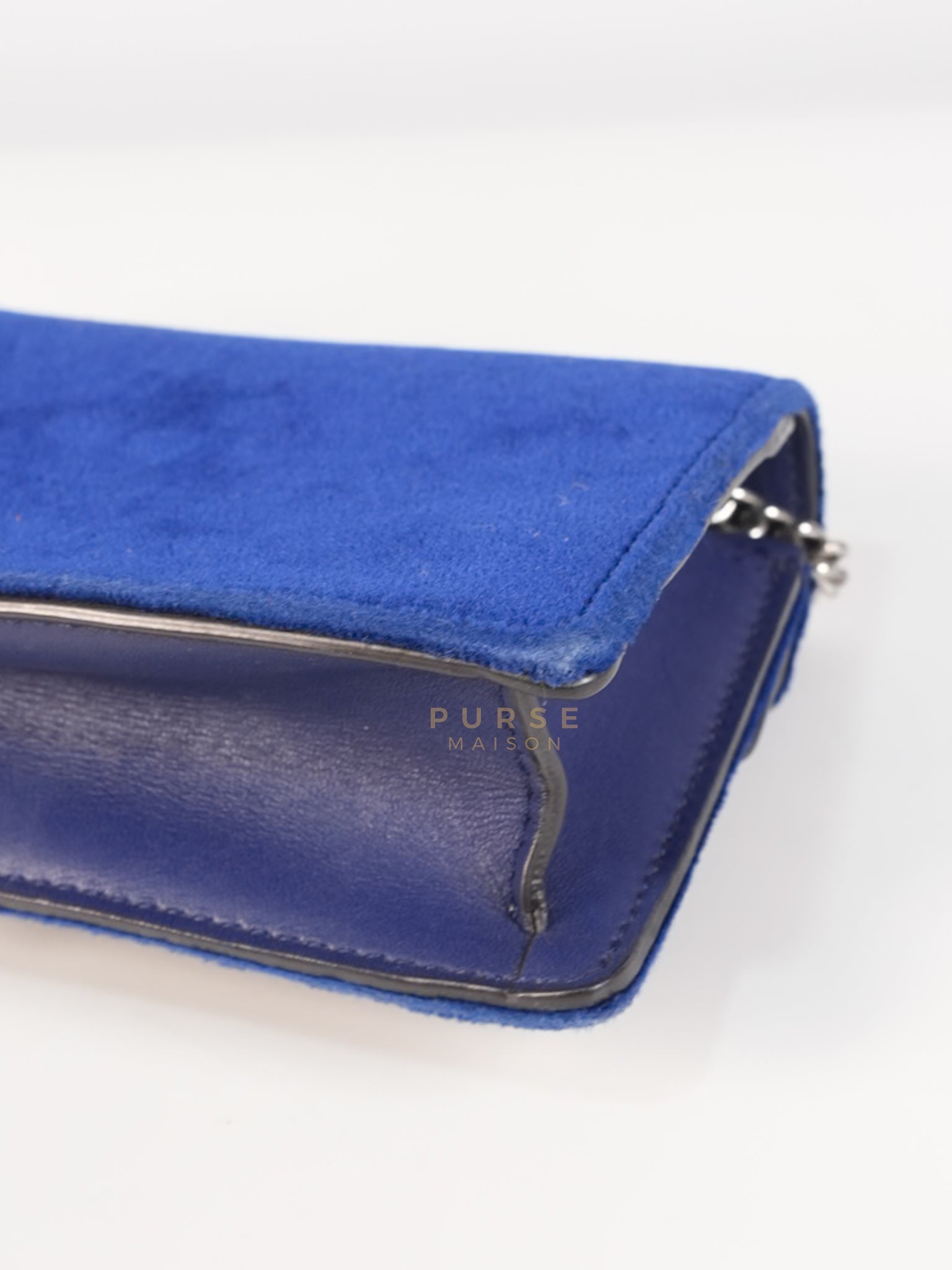 Super Mini Dionysus Blue Velvet Suede Leather Chain Bag | Purse Maison Luxury Bags Shop