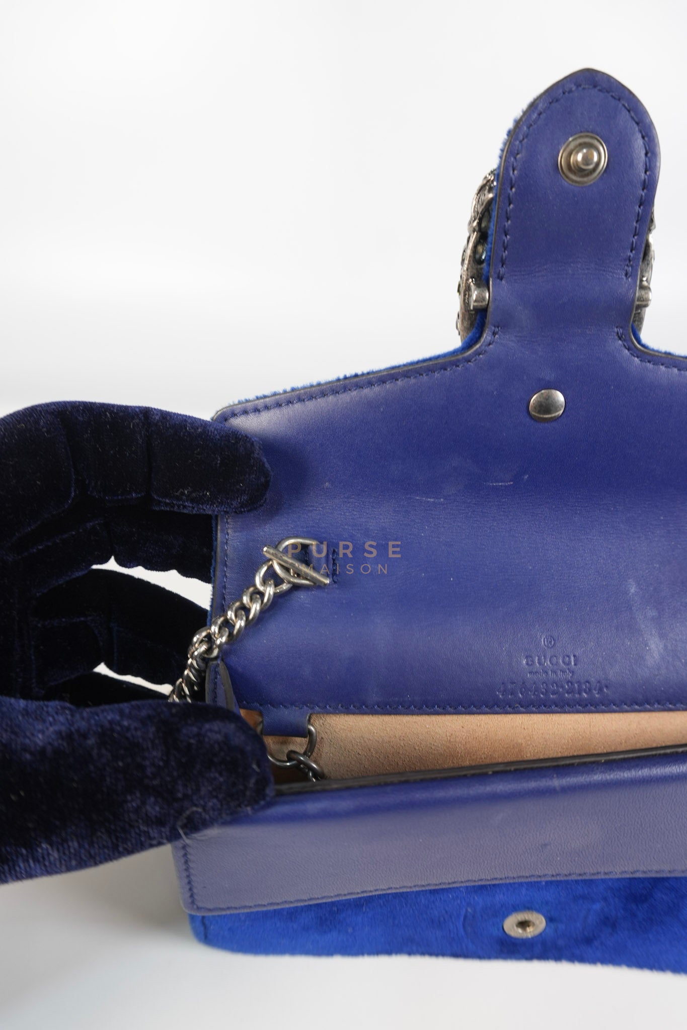 Super Mini Dionysus Blue Velvet Suede Leather Chain Bag | Purse Maison Luxury Bags Shop