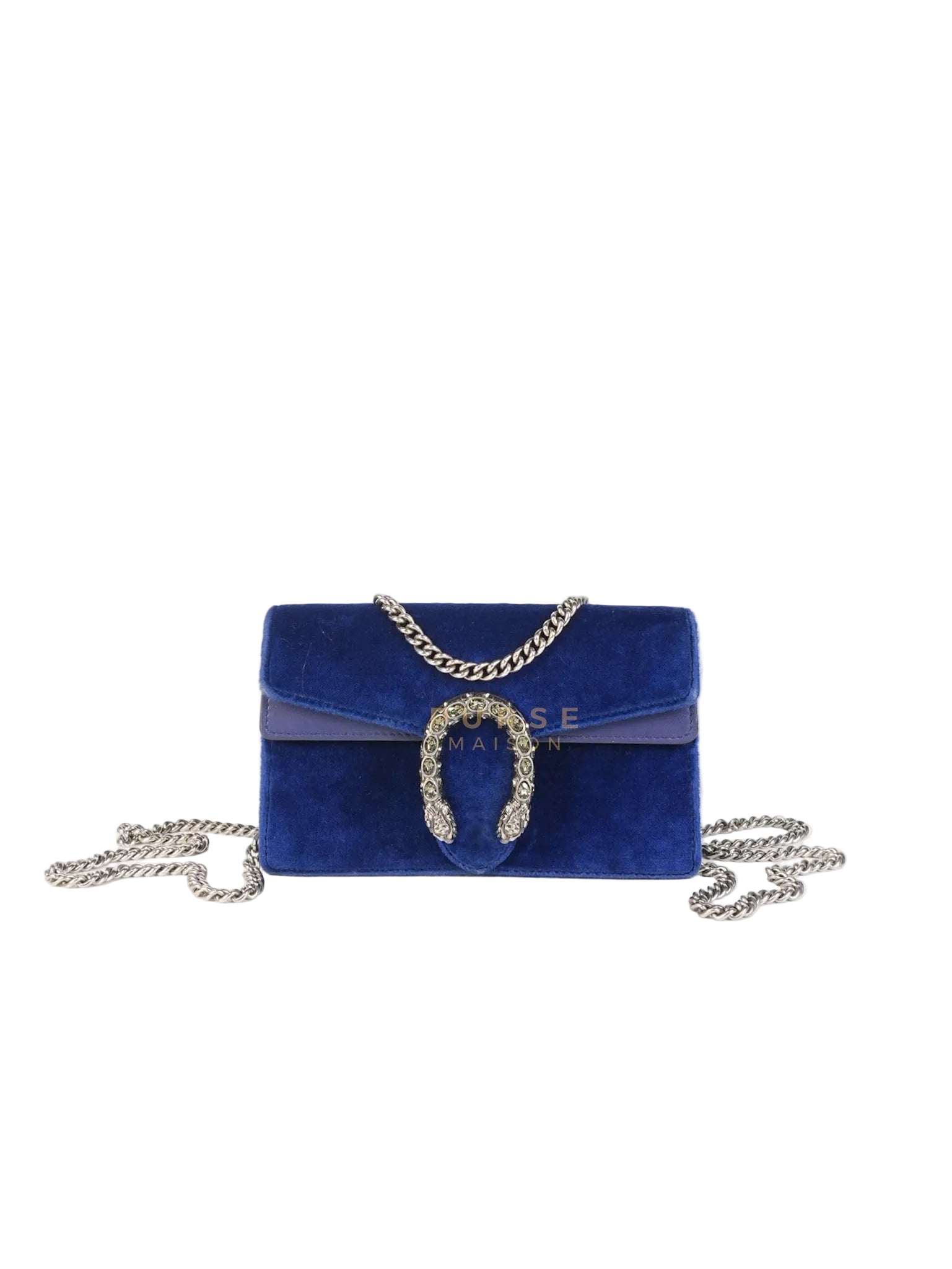 Super Mini Dionysus Blue Velvet Suede Leather Chain Bag | Purse Maison Luxury Bags Shop
