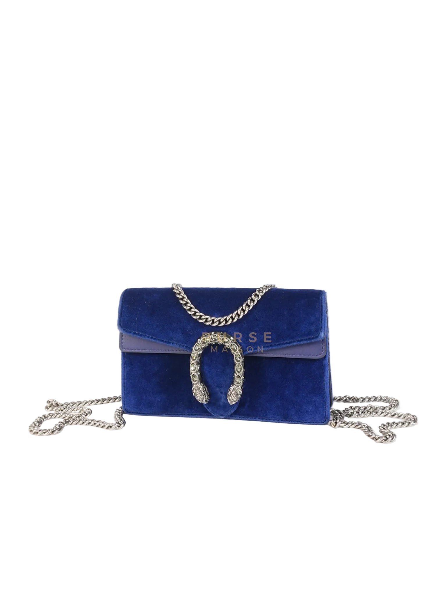 Super Mini Dionysus Blue Velvet Suede Leather Chain Bag | Purse Maison Luxury Bags Shop