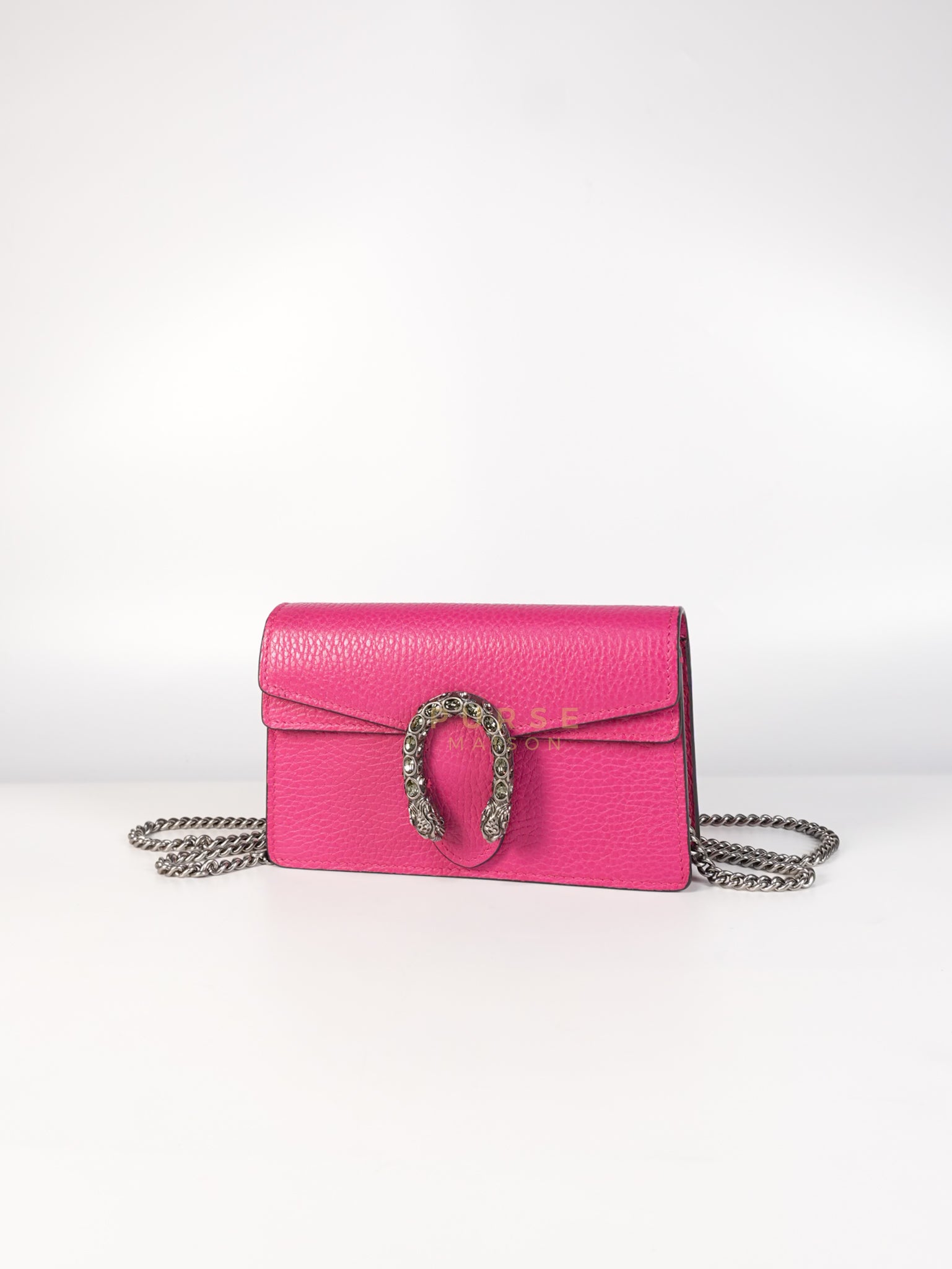 Super Mini Dionysus in Pink Grained Calfskin Leather Chain Bag | Purse Maison Luxury Bags Shop