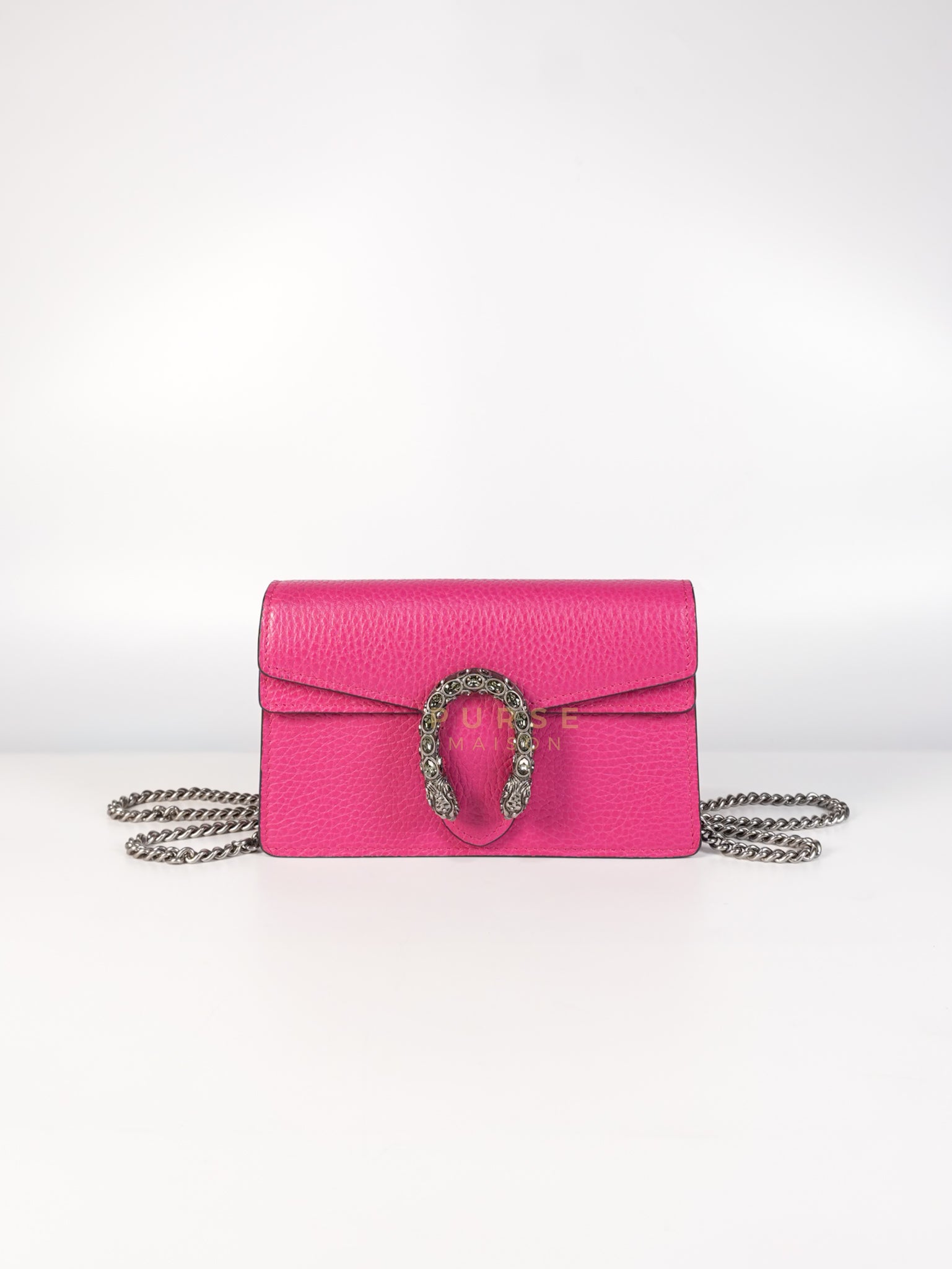 Super Mini Dionysus in Pink Grained Calfskin Leather Chain Bag | Purse Maison Luxury Bags Shop