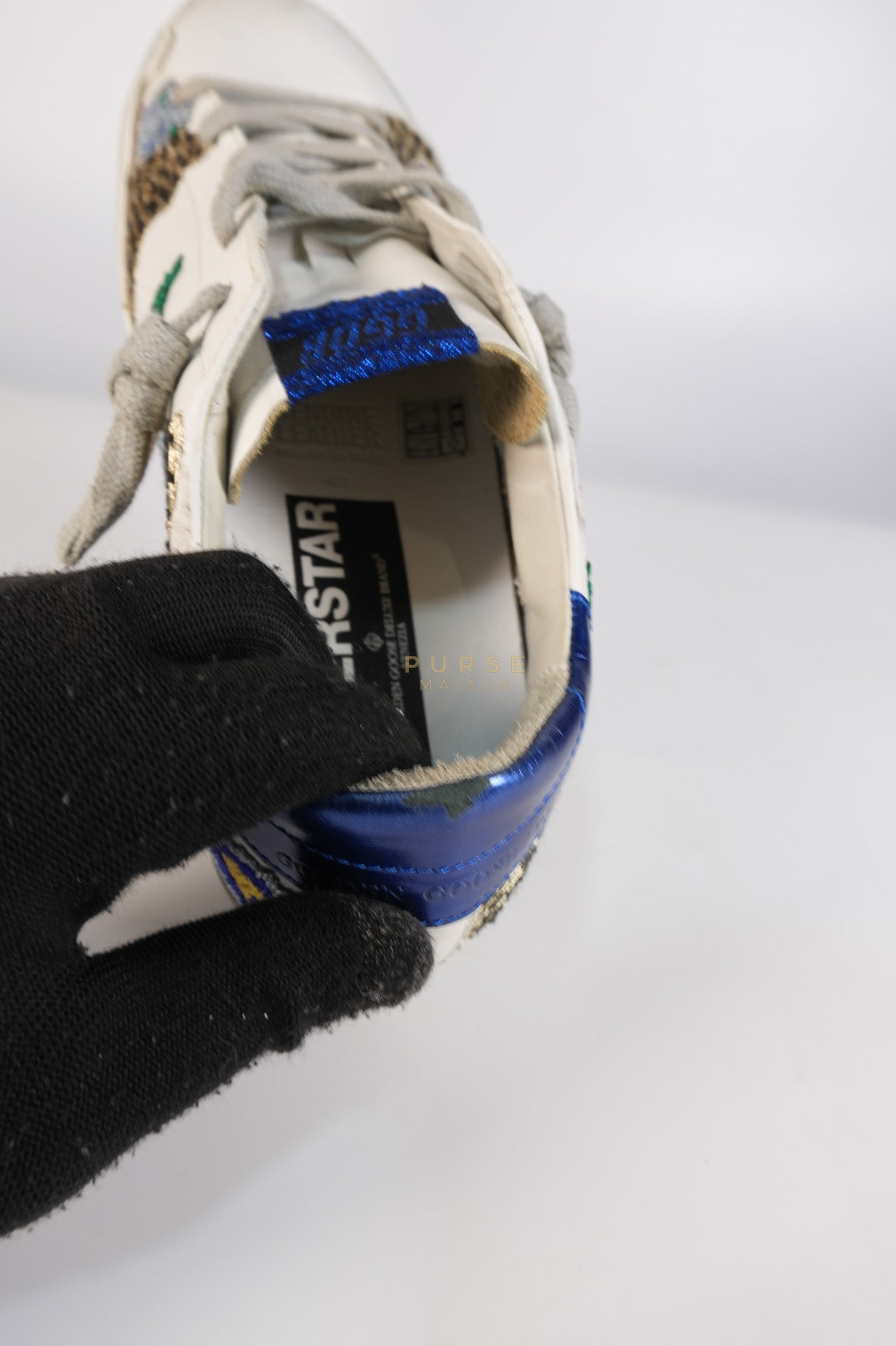 Super-Star Classic Suede Toe Leather Quarter Glitter (White/Ice/Gold/Black Sneakers Size 40 (25cm) | Purse Maison Luxury Bags Shop