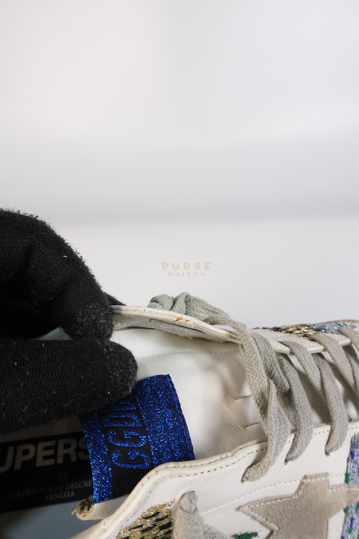 Super-Star Classic Suede Toe Leather Quarter Glitter (White/Ice/Gold/Black Sneakers Size 40 (25cm) | Purse Maison Luxury Bags Shop