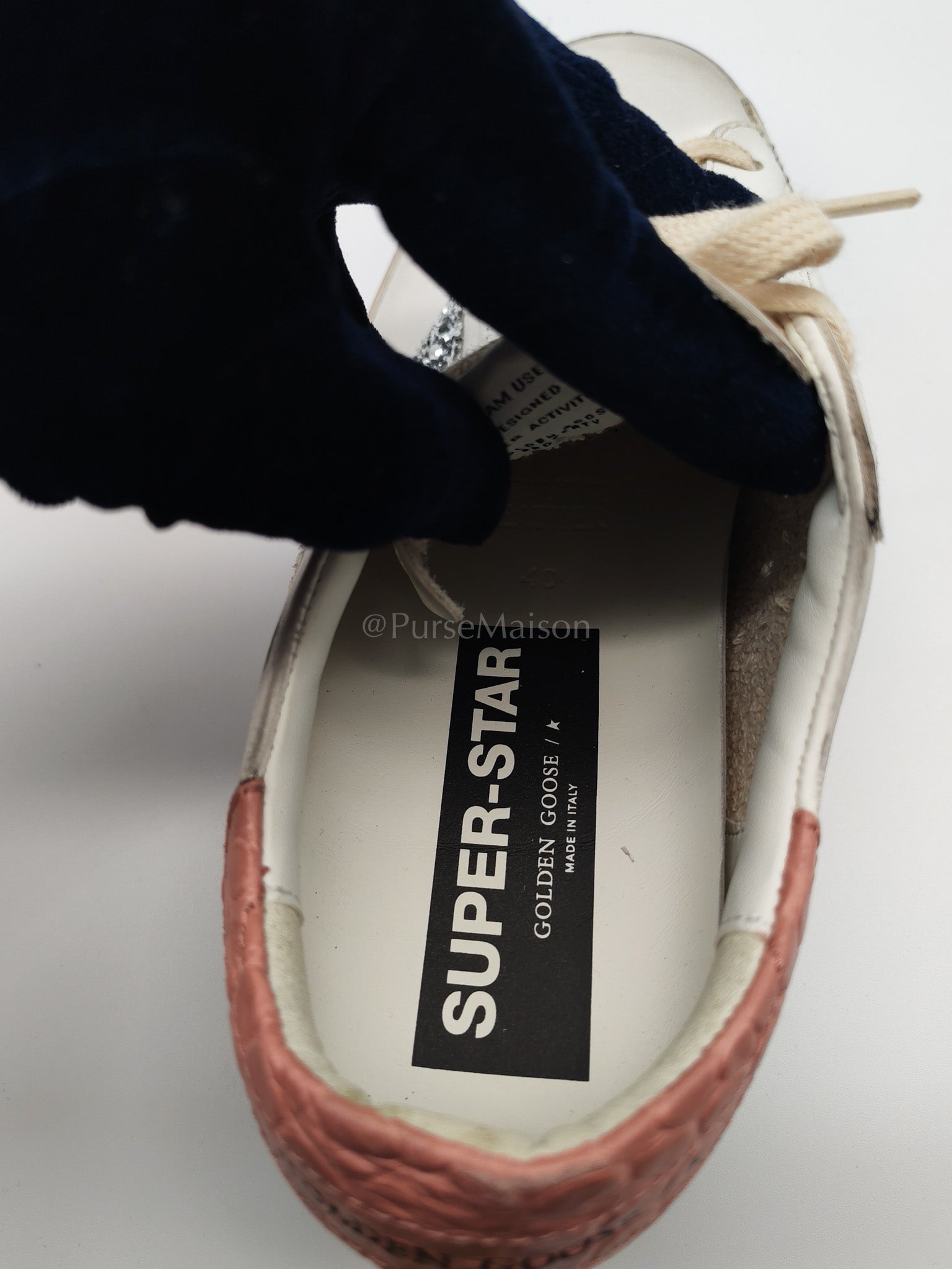 Superstar Sneakers and Pink Crocodile Effect-Leather Heel Counter Size 40 EU(26cm) | Purse Maison Luxury Bags Shop