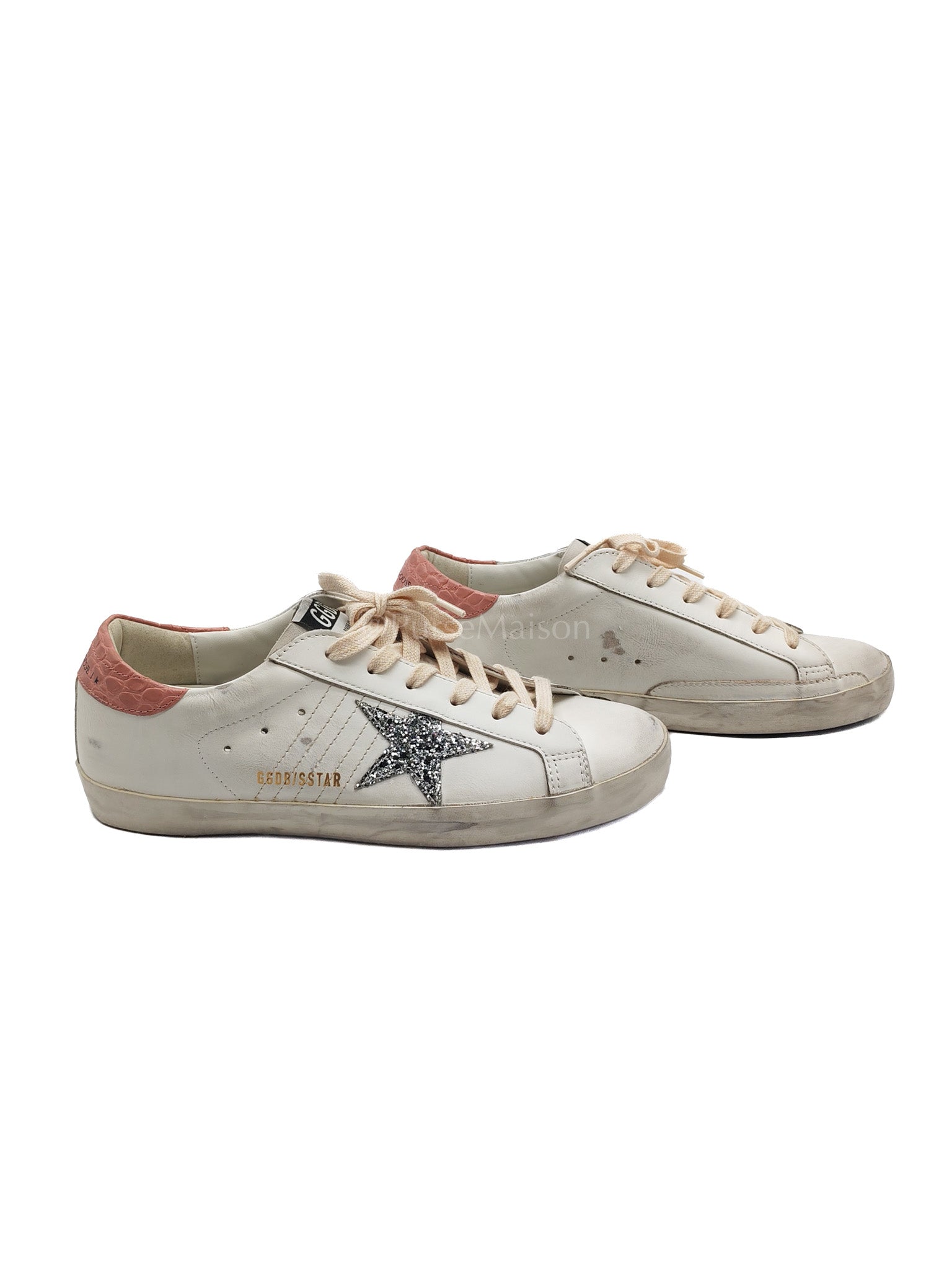 Superstar Sneakers and Pink Crocodile Effect-Leather Heel Counter Size 40 EU(26cm) | Purse Maison Luxury Bags Shop