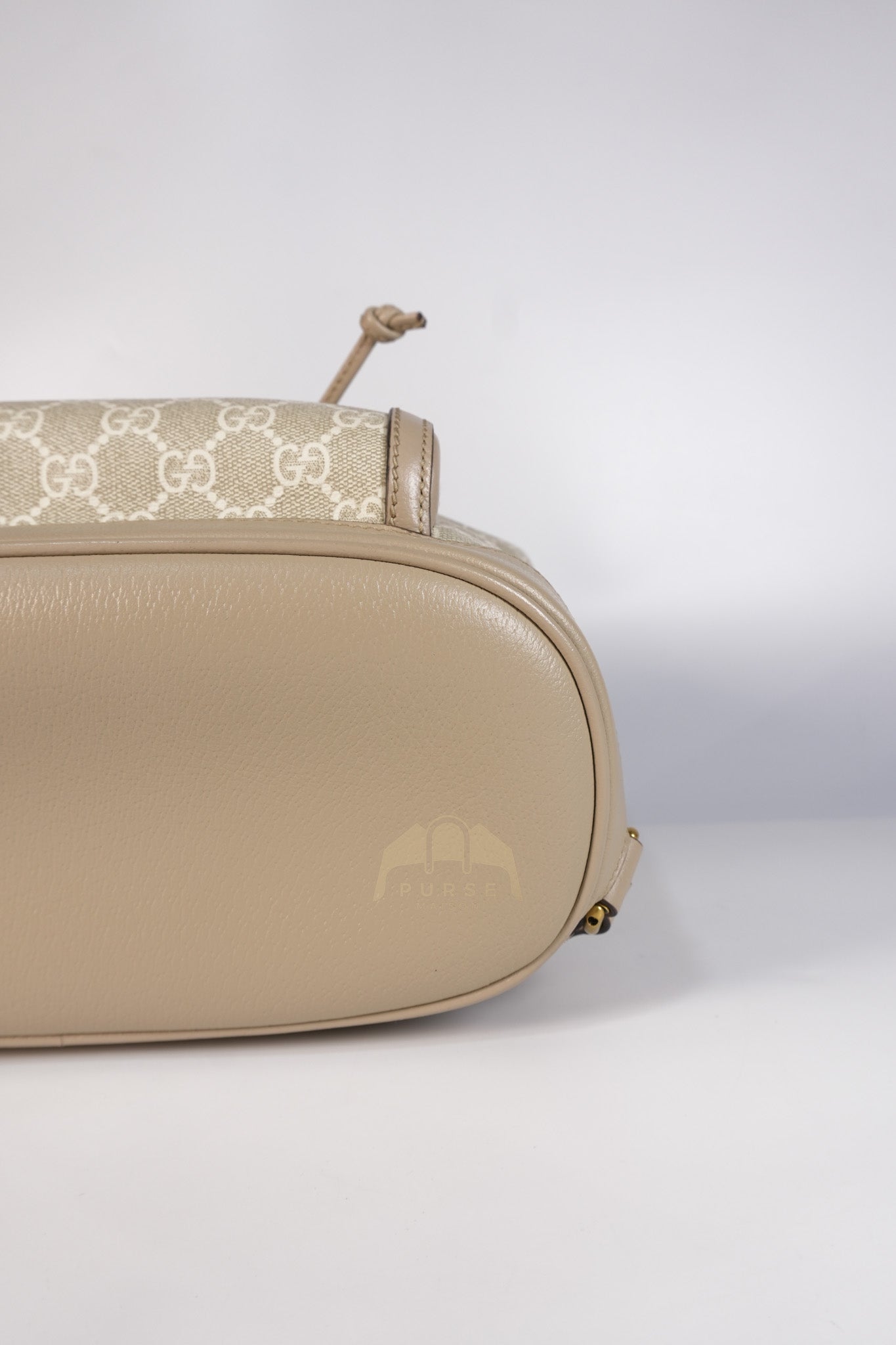 Supreme Logo Drawstring in Beige Canvas Backpack | Purse Maison Luxury Bags Shop