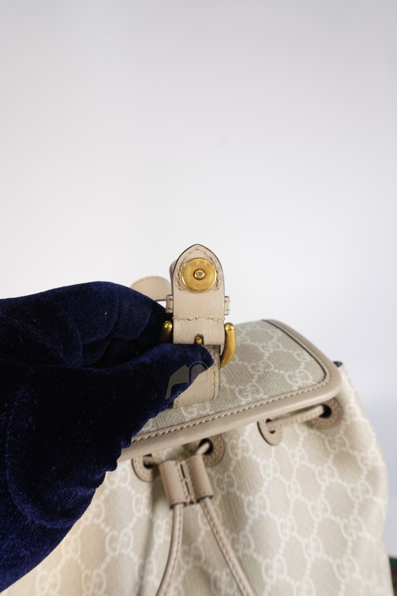 Supreme Logo Drawstring in Beige Canvas Backpack | Purse Maison Luxury Bags Shop