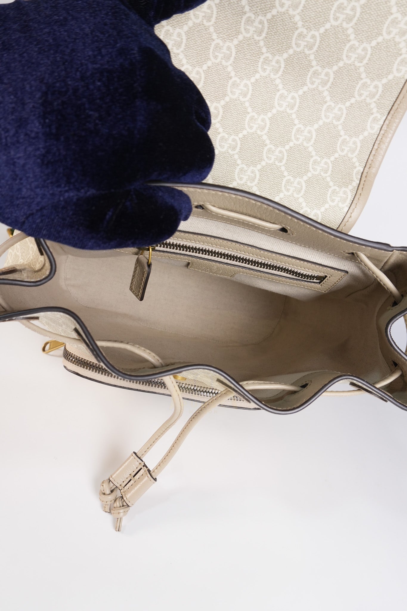 Supreme Logo Drawstring in Beige Canvas Backpack | Purse Maison Luxury Bags Shop