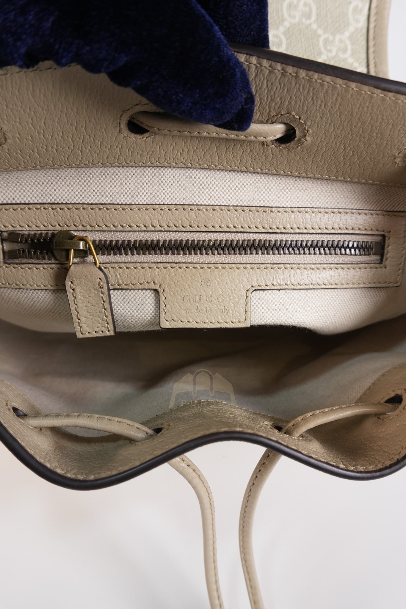 Supreme Logo Drawstring in Beige Canvas Backpack | Purse Maison Luxury Bags Shop