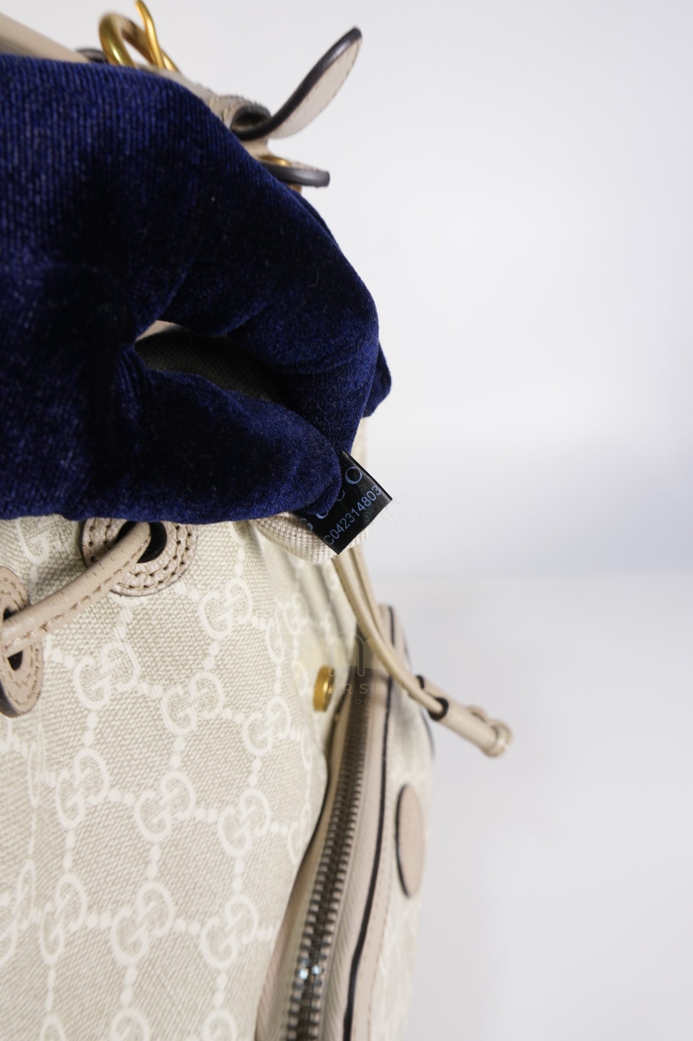 Supreme Logo Drawstring in Beige Canvas Backpack | Purse Maison Luxury Bags Shop