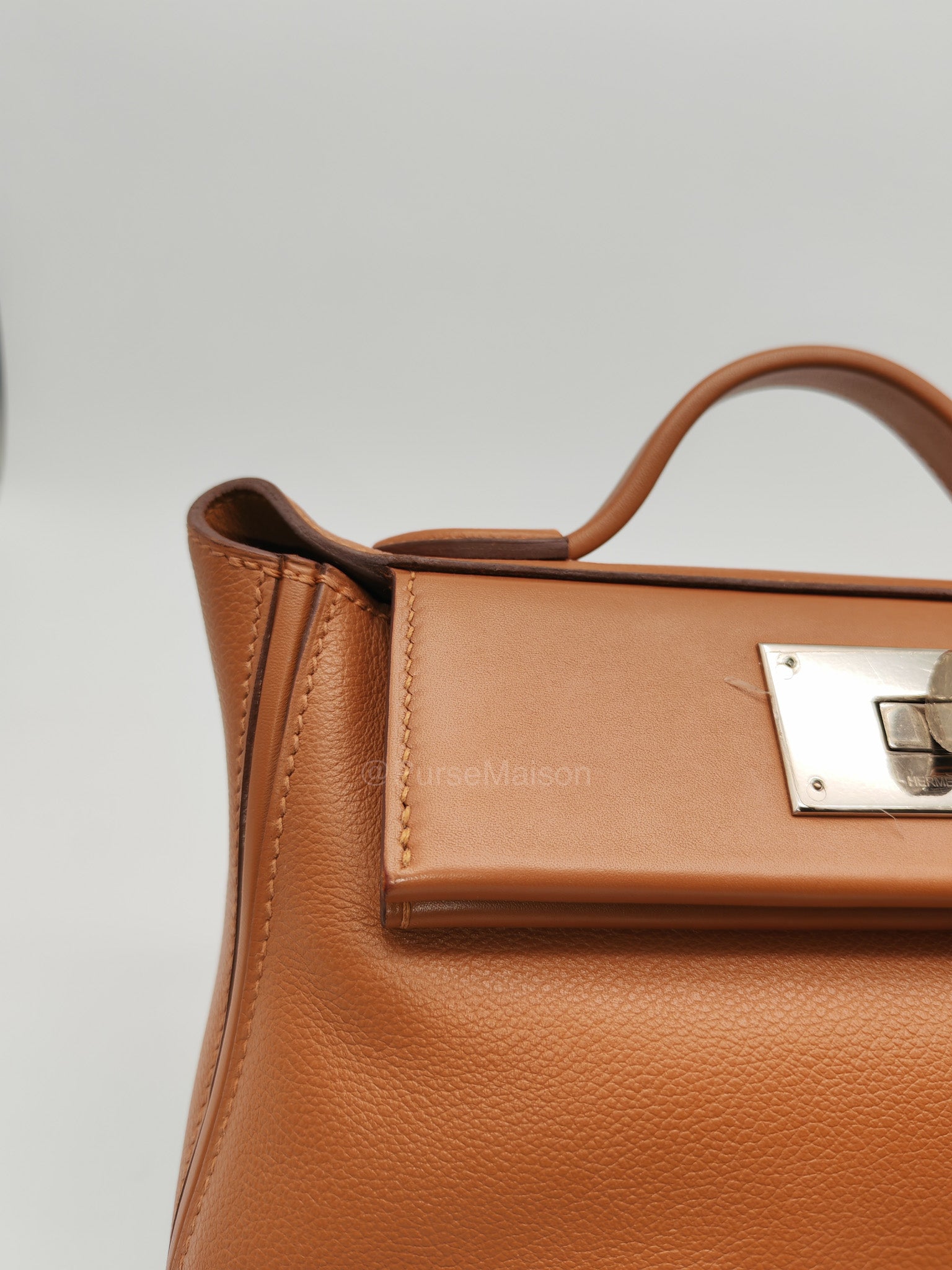 Hermes 24/24 Mini 21 in Gold Evercolor Leather Palladium Hardware Stamp U(2022)