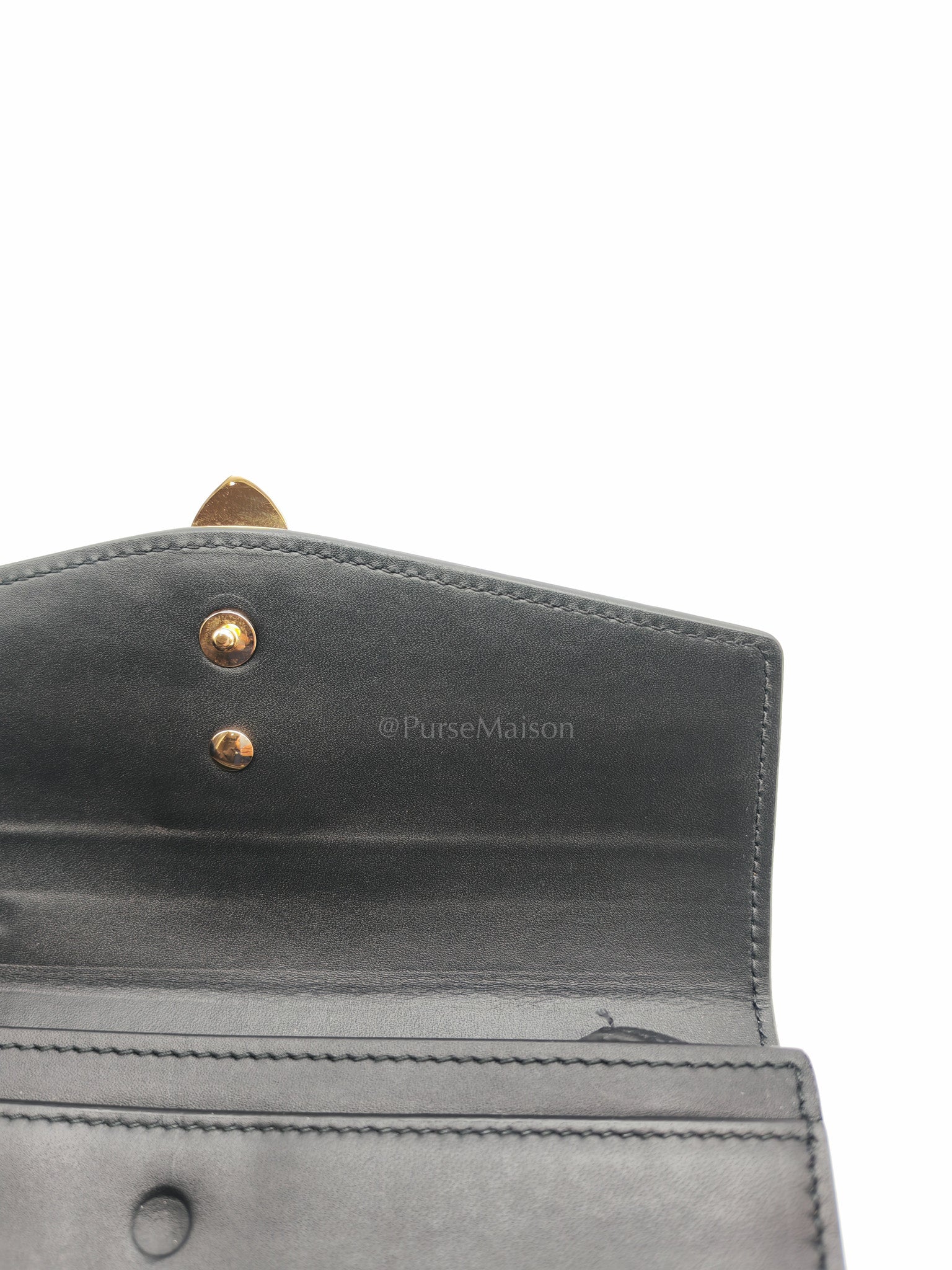 Gucci Sylvie Continental Wallet in Black Leather & Web Canvas