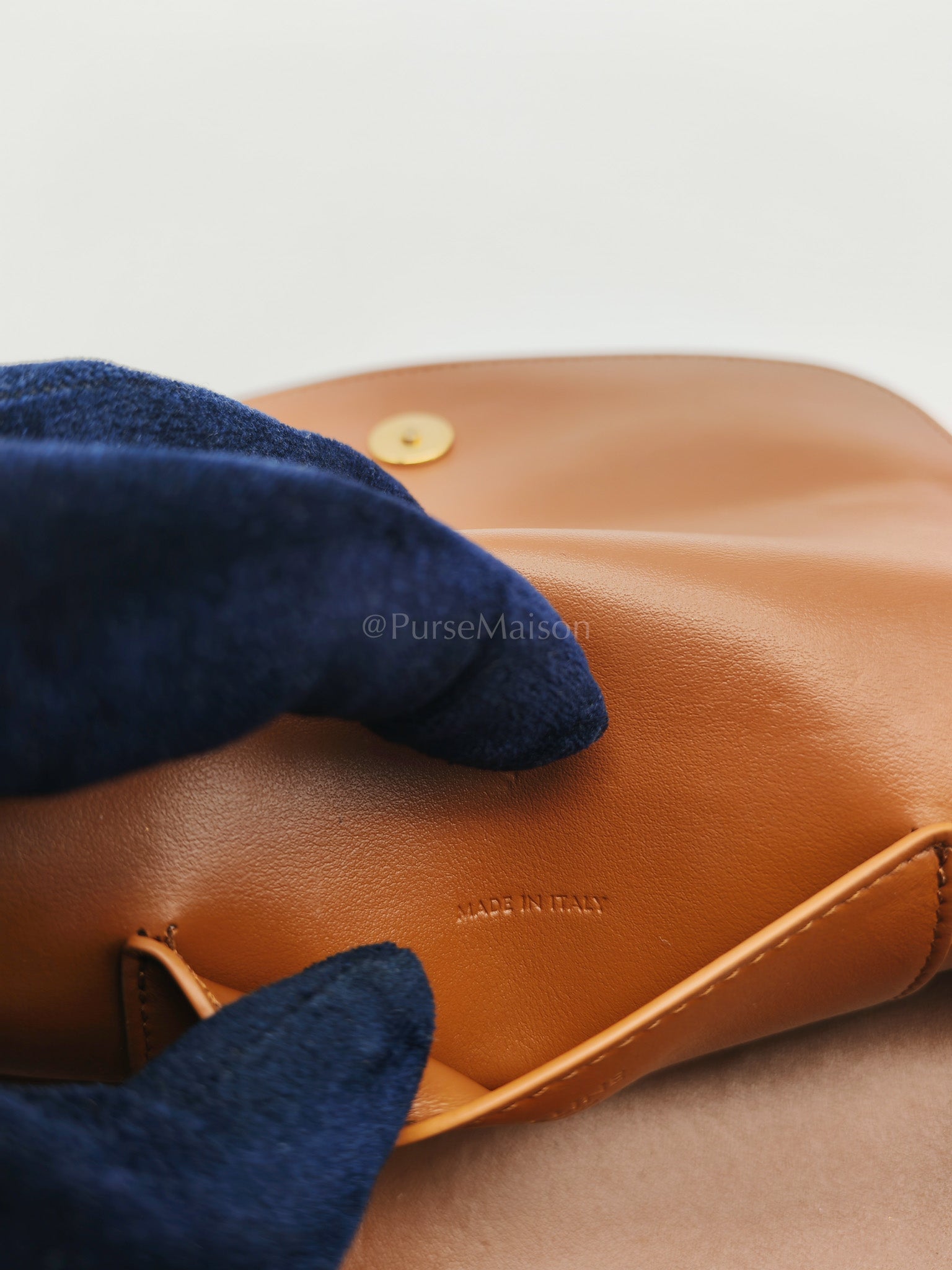 Tabou Clutch on Strap in Dark Tan Smooth Calfskin Leather | Purse Maison Luxury Bags Shop