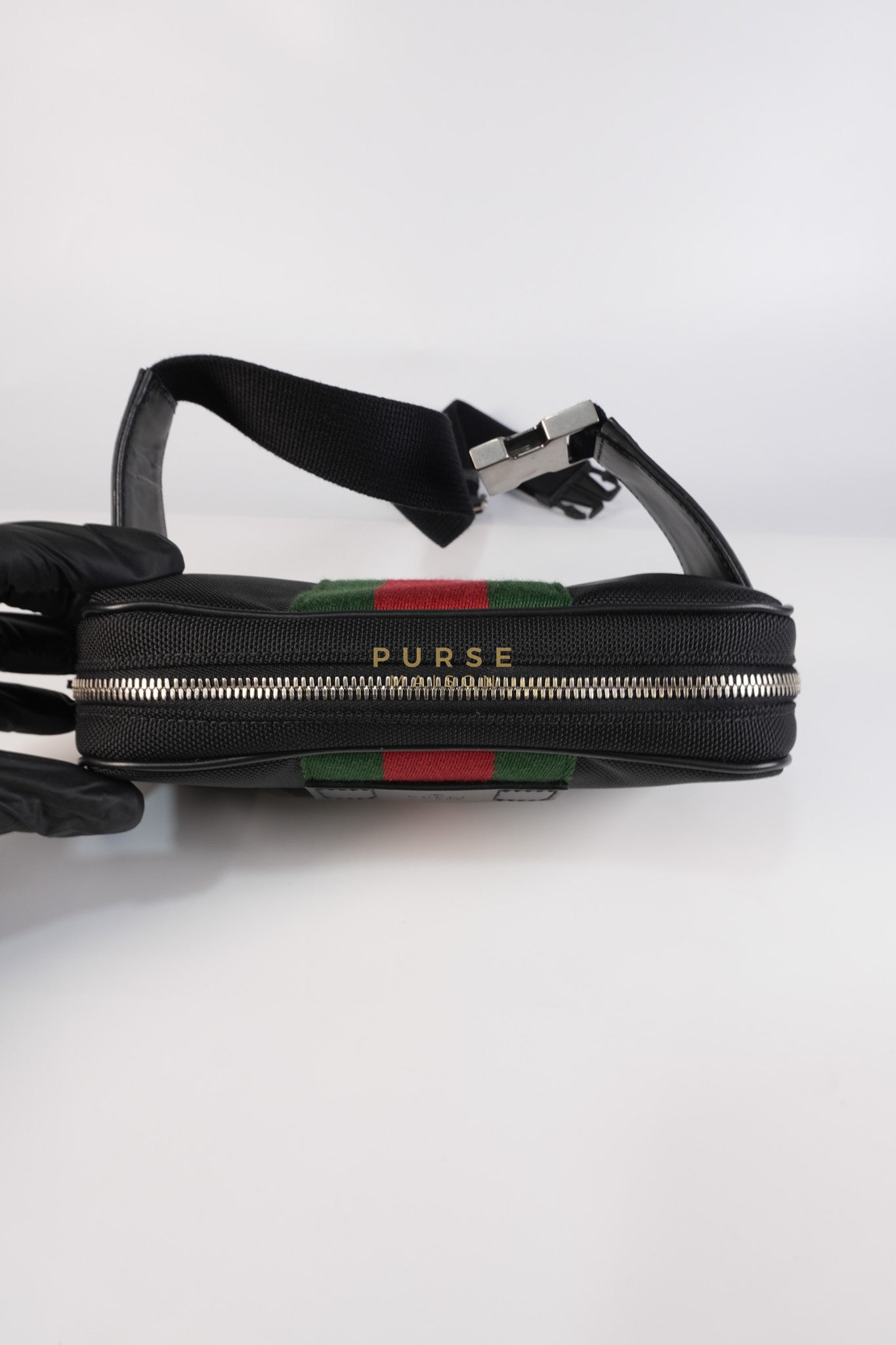 Techno Canvas Black Belt Bag | Purse Maison Luxury Bags Shop