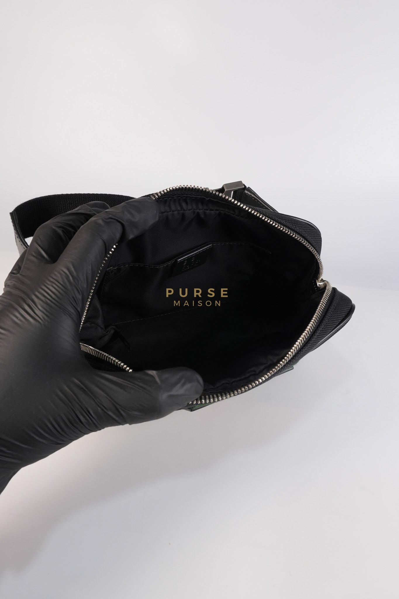 Techno Canvas Black Belt Bag | Purse Maison Luxury Bags Shop