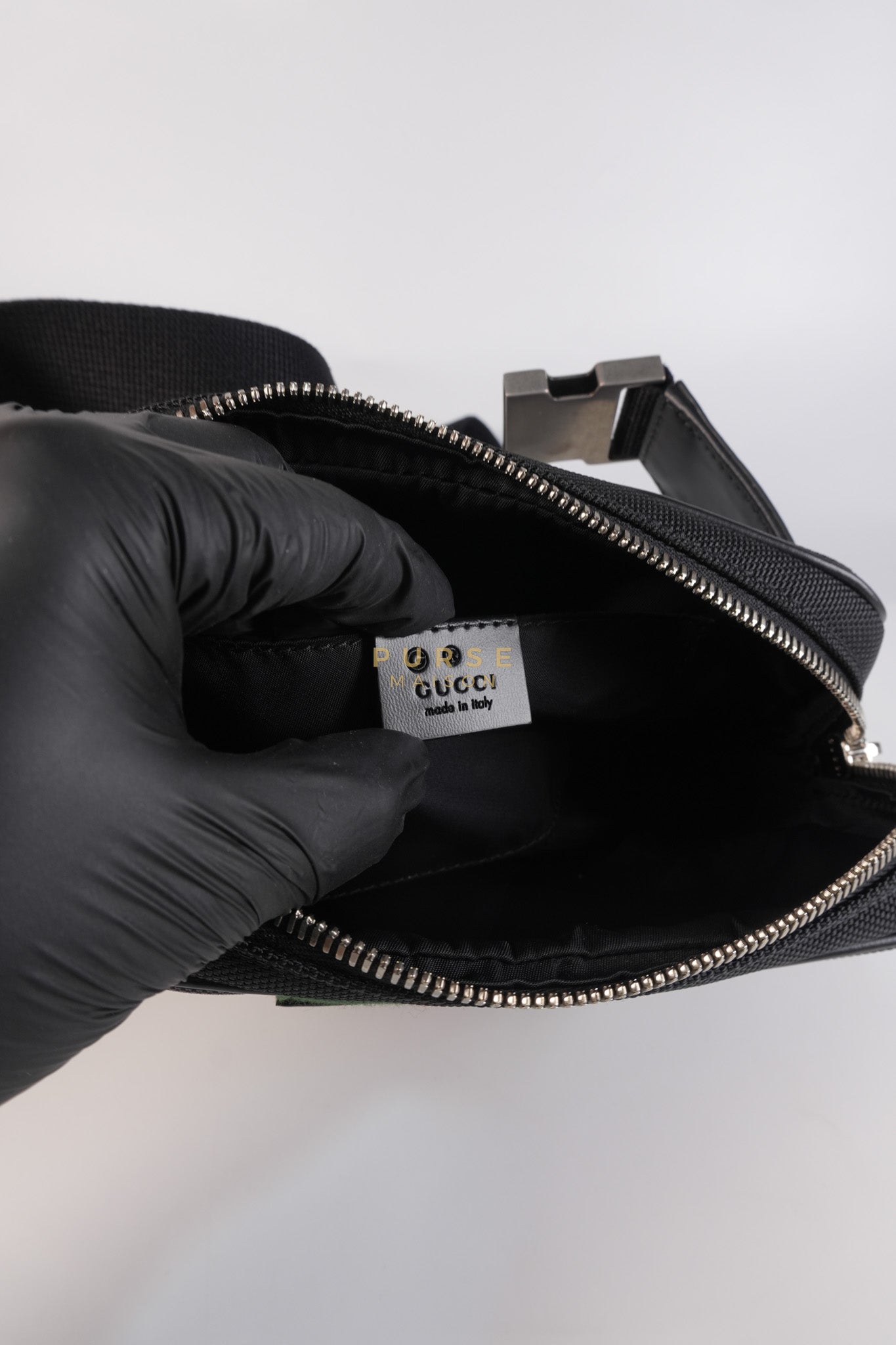 Techno Canvas Black Belt Bag | Purse Maison Luxury Bags Shop