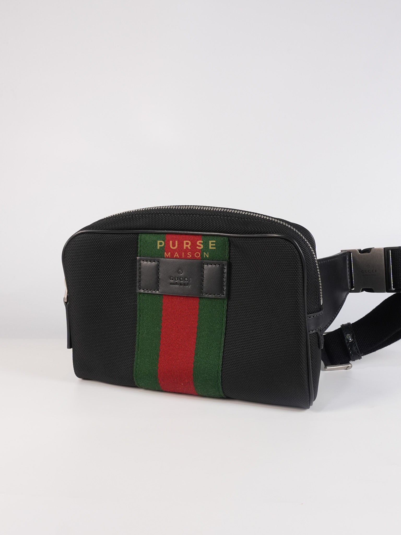 Techno Canvas Black Belt Bag | Purse Maison Luxury Bags Shop
