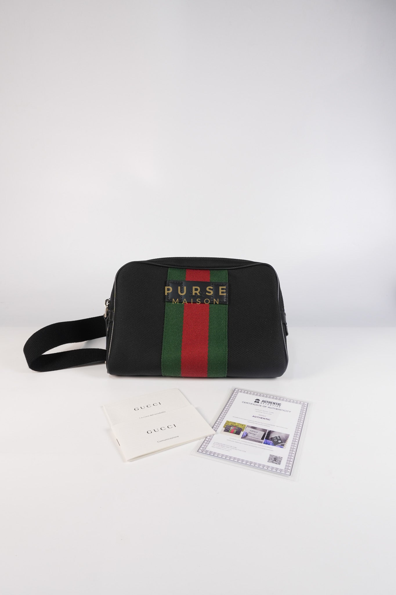 Techno Canvas Black Belt Bag | Purse Maison Luxury Bags Shop