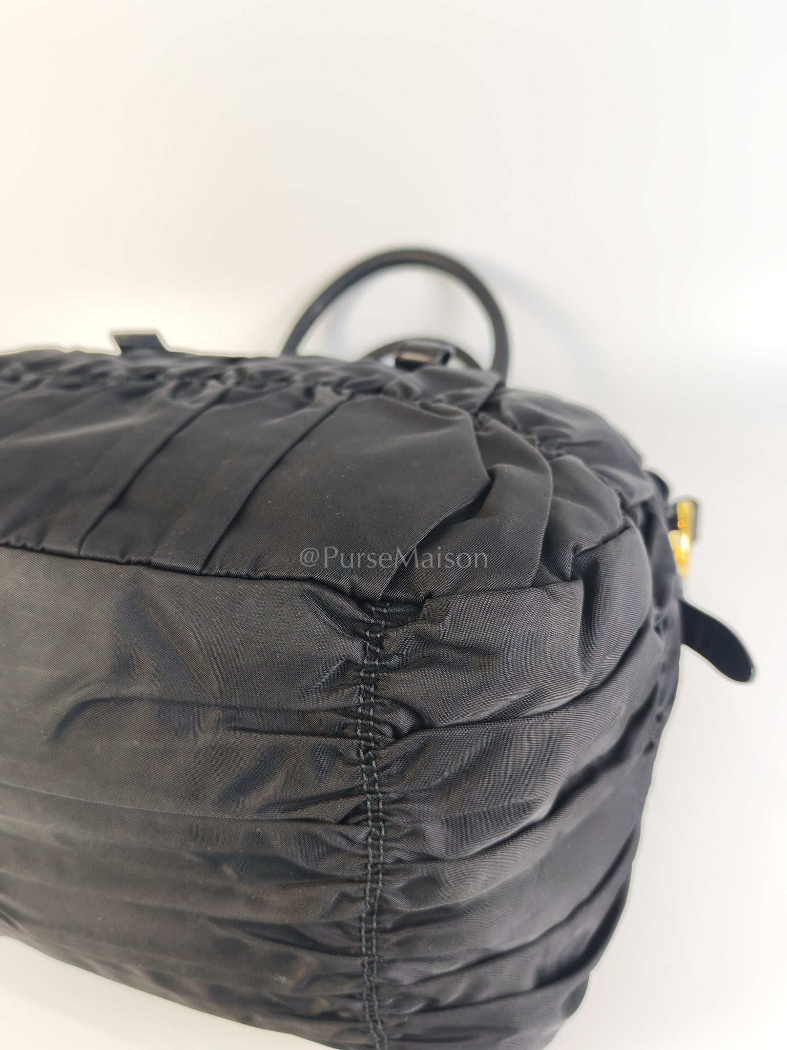 Tessuto Gaufre Two-Way Bag in Noir | Purse Maison Luxury Bags Shop