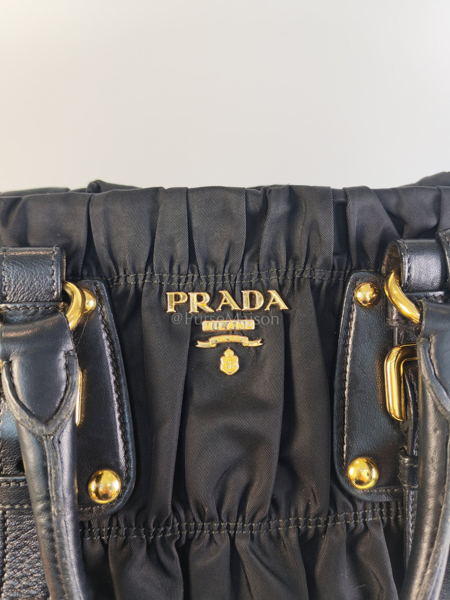 Tessuto Gaufre Two-Way Bag in Noir | Purse Maison Luxury Bags Shop