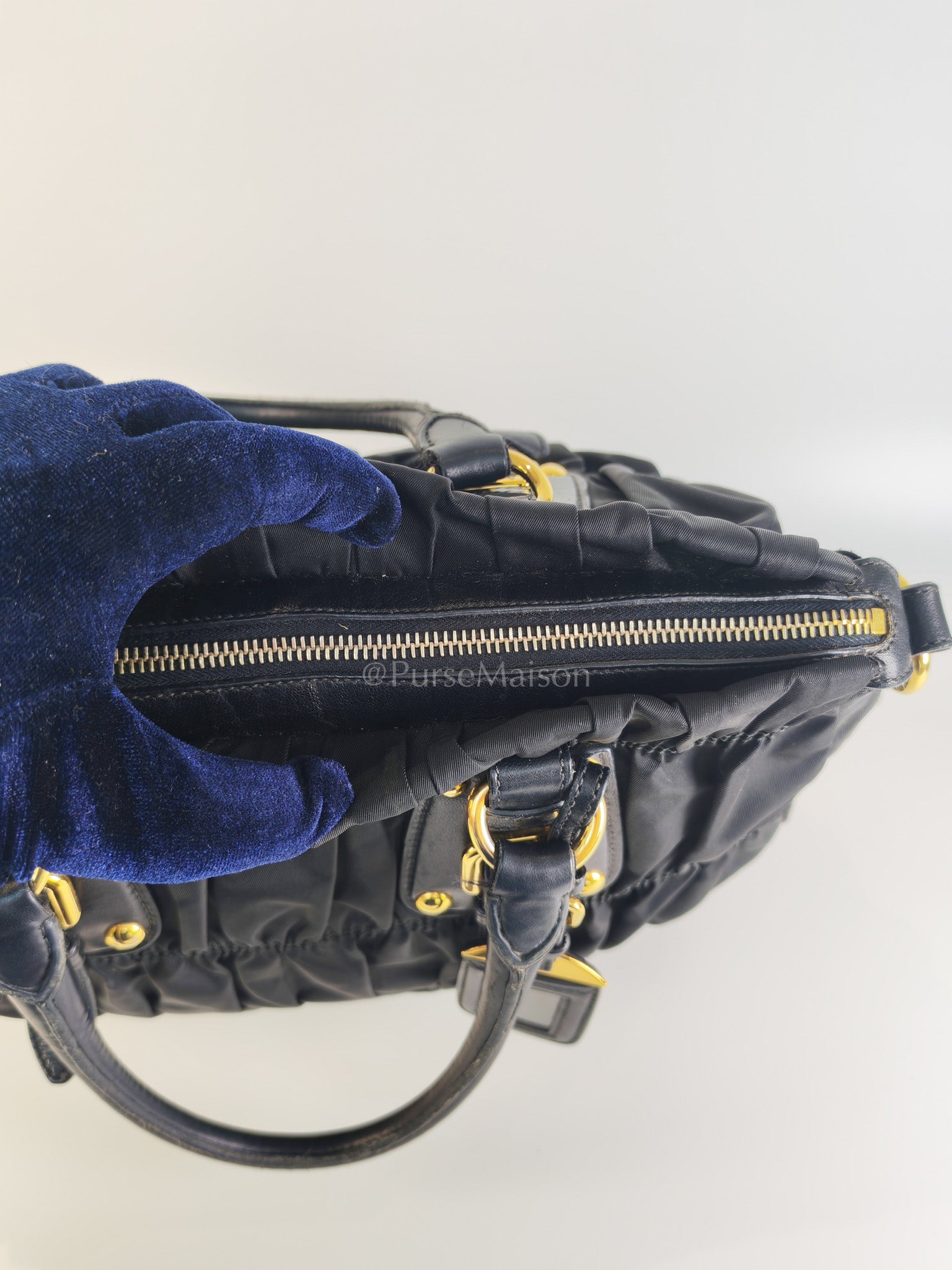 Tessuto Gaufre Two-Way Bag in Noir | Purse Maison Luxury Bags Shop