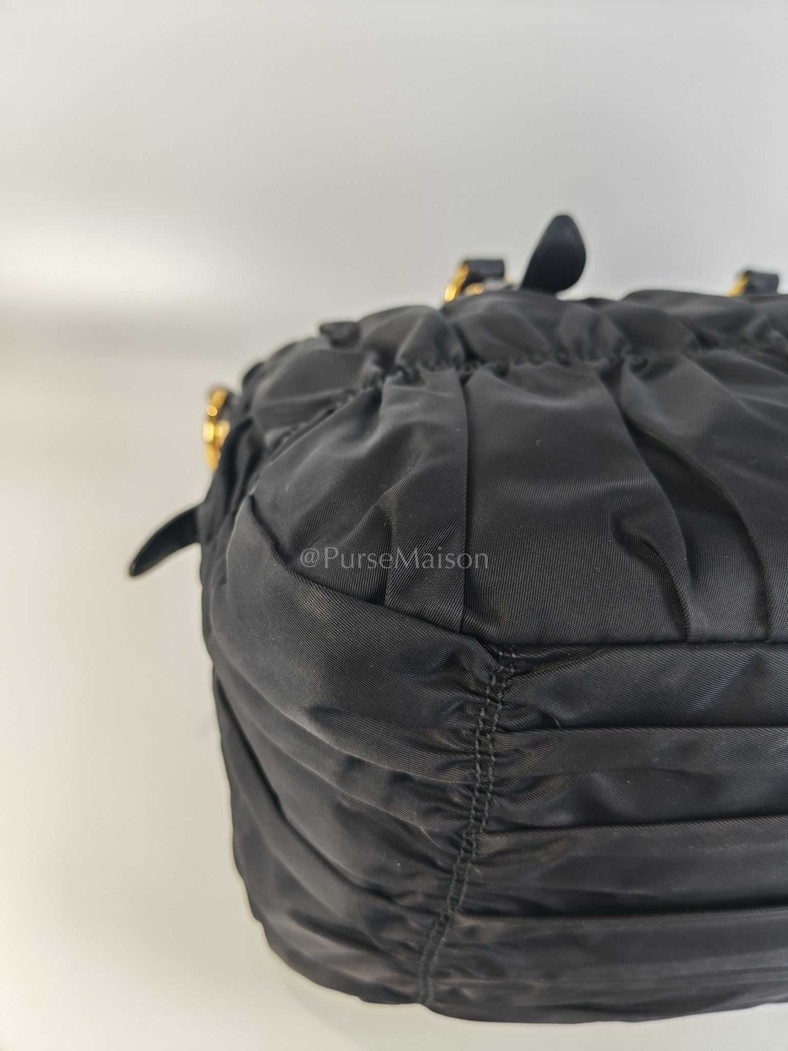 Tessuto Gaufre Two-Way Bag in Noir | Purse Maison Luxury Bags Shop