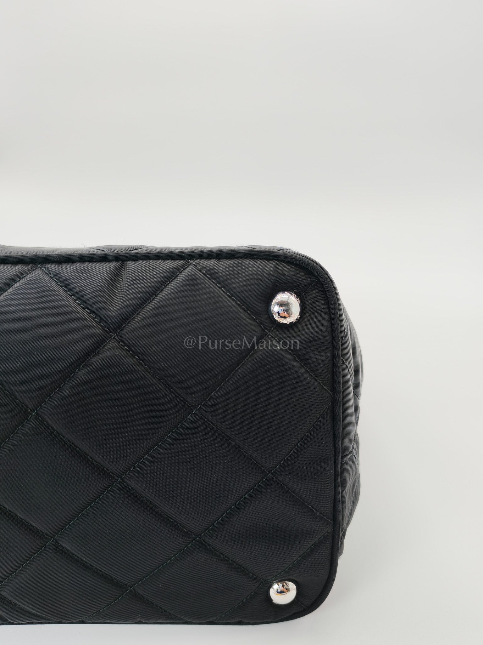 Tessuto Impuntu Black Quilted Nylon Chain Tote Bag | Purse Maison Luxury Bags Shop