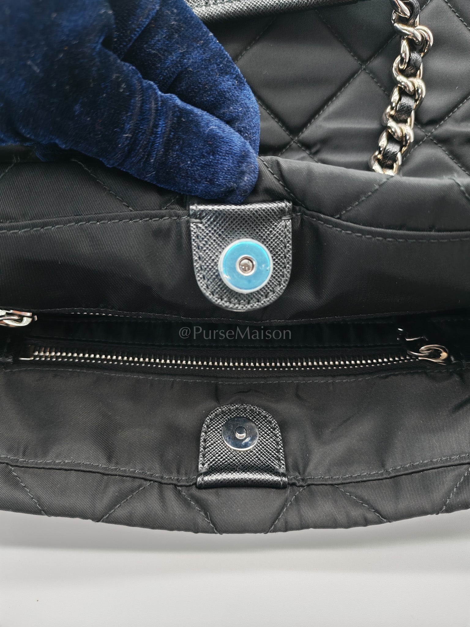 Tessuto Impuntu Black Quilted Nylon Chain Tote Bag | Purse Maison Luxury Bags Shop