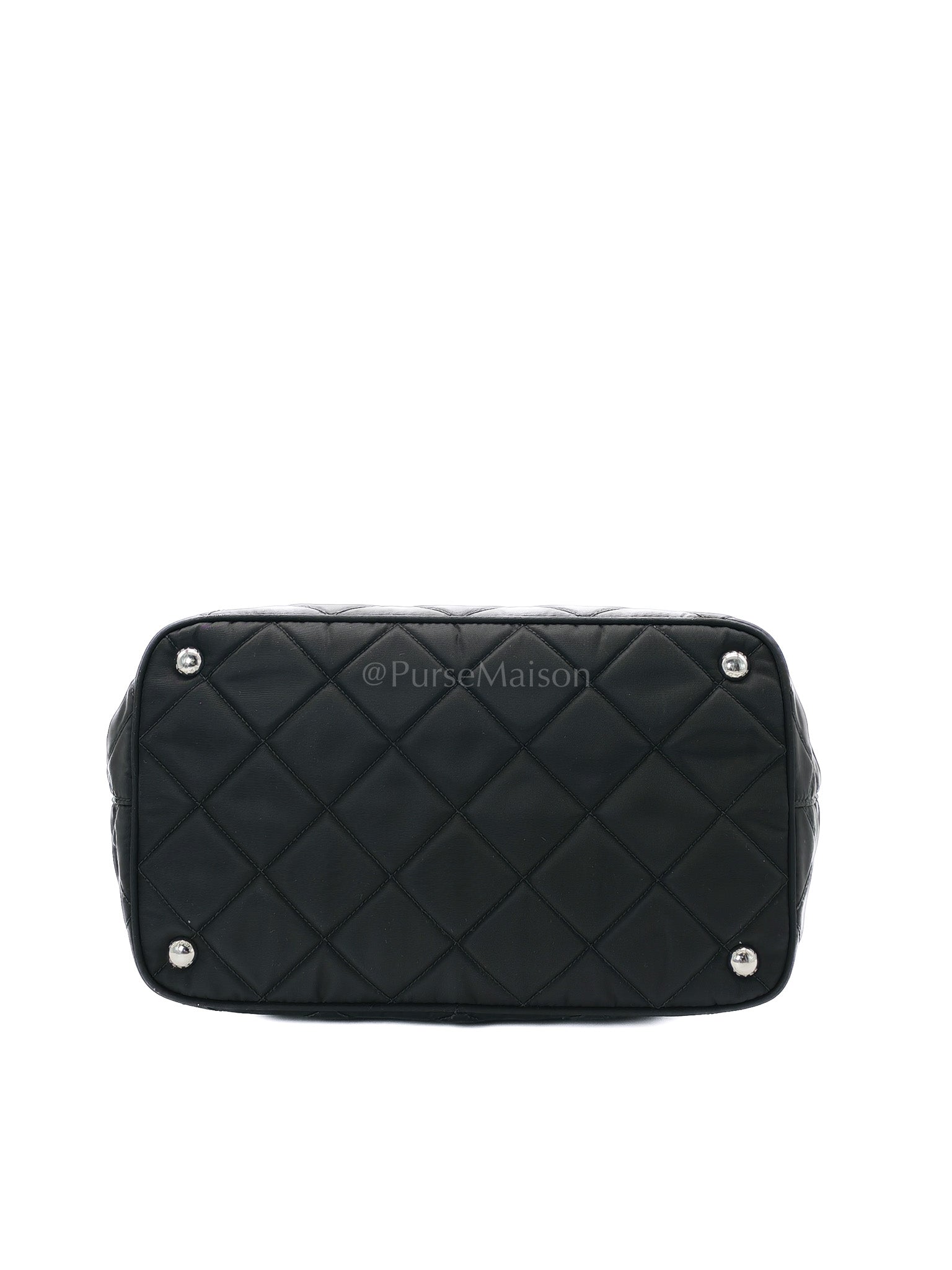 Tessuto Impuntu Black Quilted Nylon Chain Tote Bag | Purse Maison Luxury Bags Shop