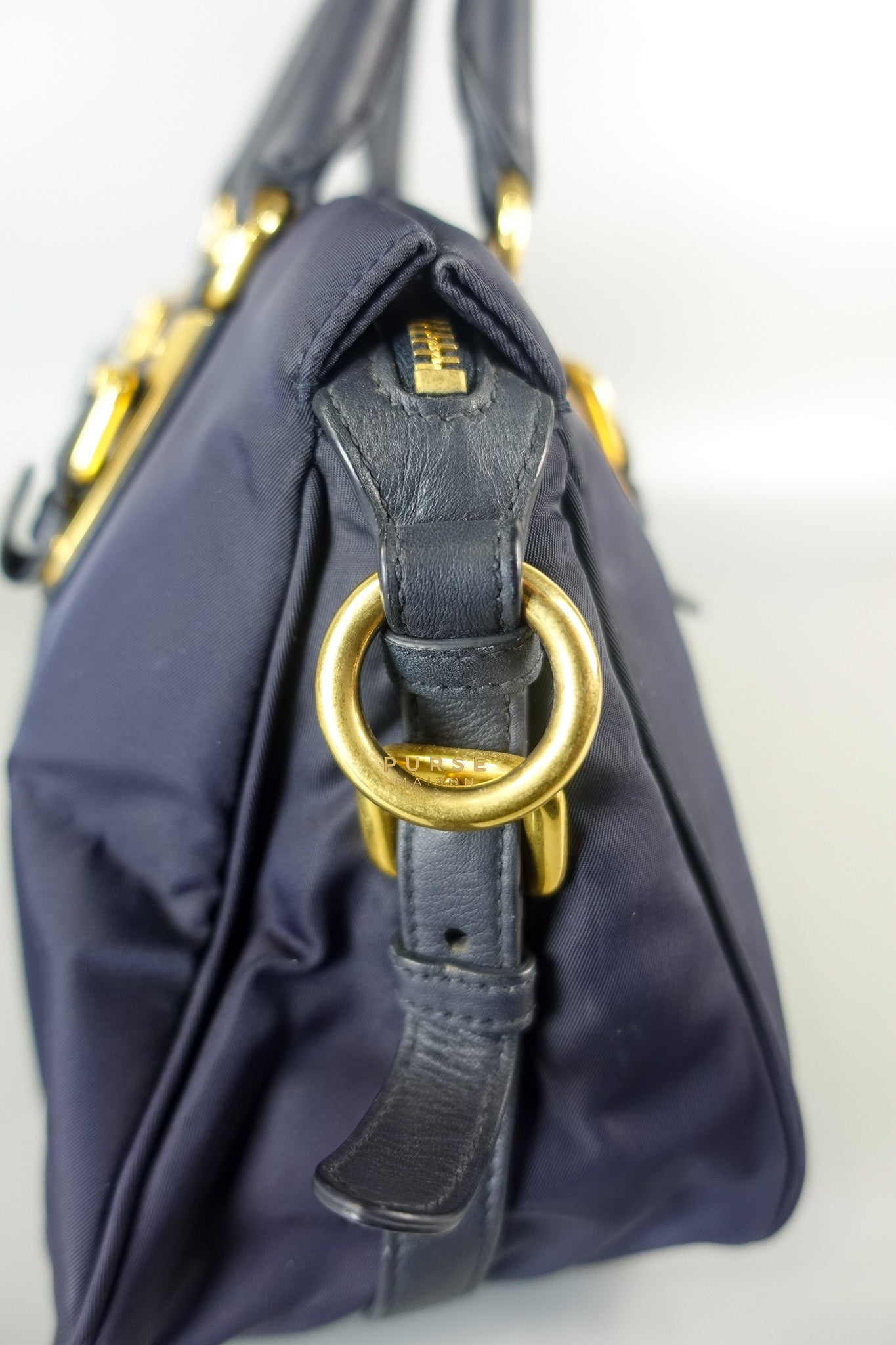 Tessuto Blue Nylon Hand Bag | Purse Maison Luxury Bags Shop
