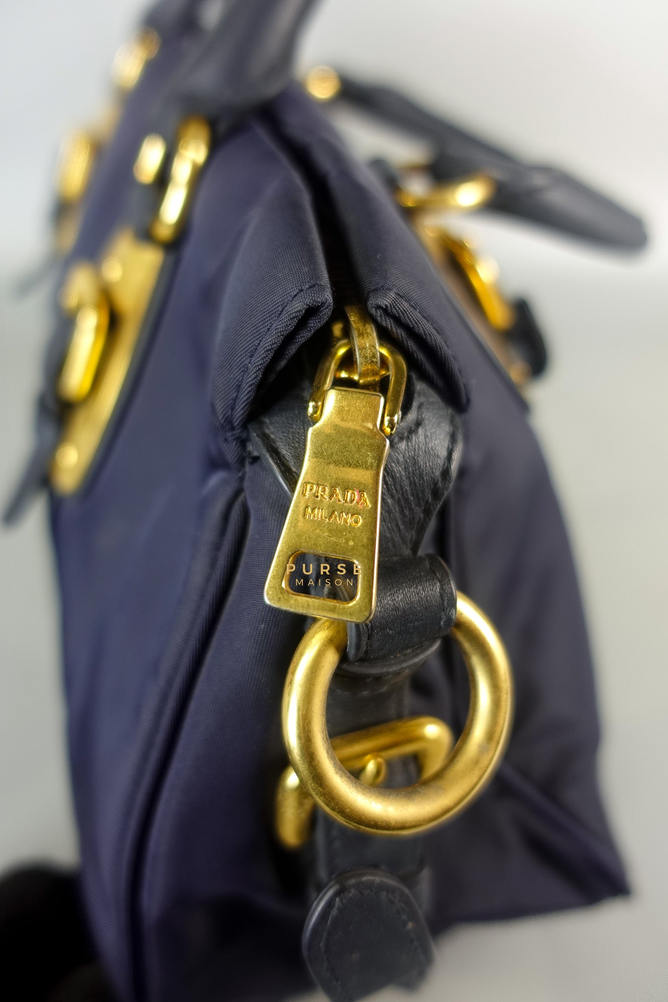 Tessuto Blue Nylon Hand Bag | Purse Maison Luxury Bags Shop