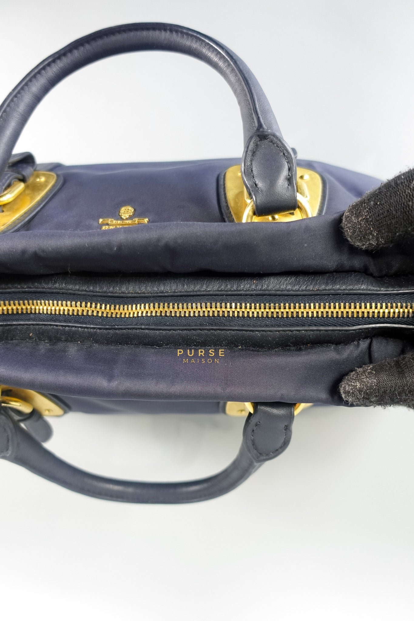 Tessuto Blue Nylon Hand Bag | Purse Maison Luxury Bags Shop