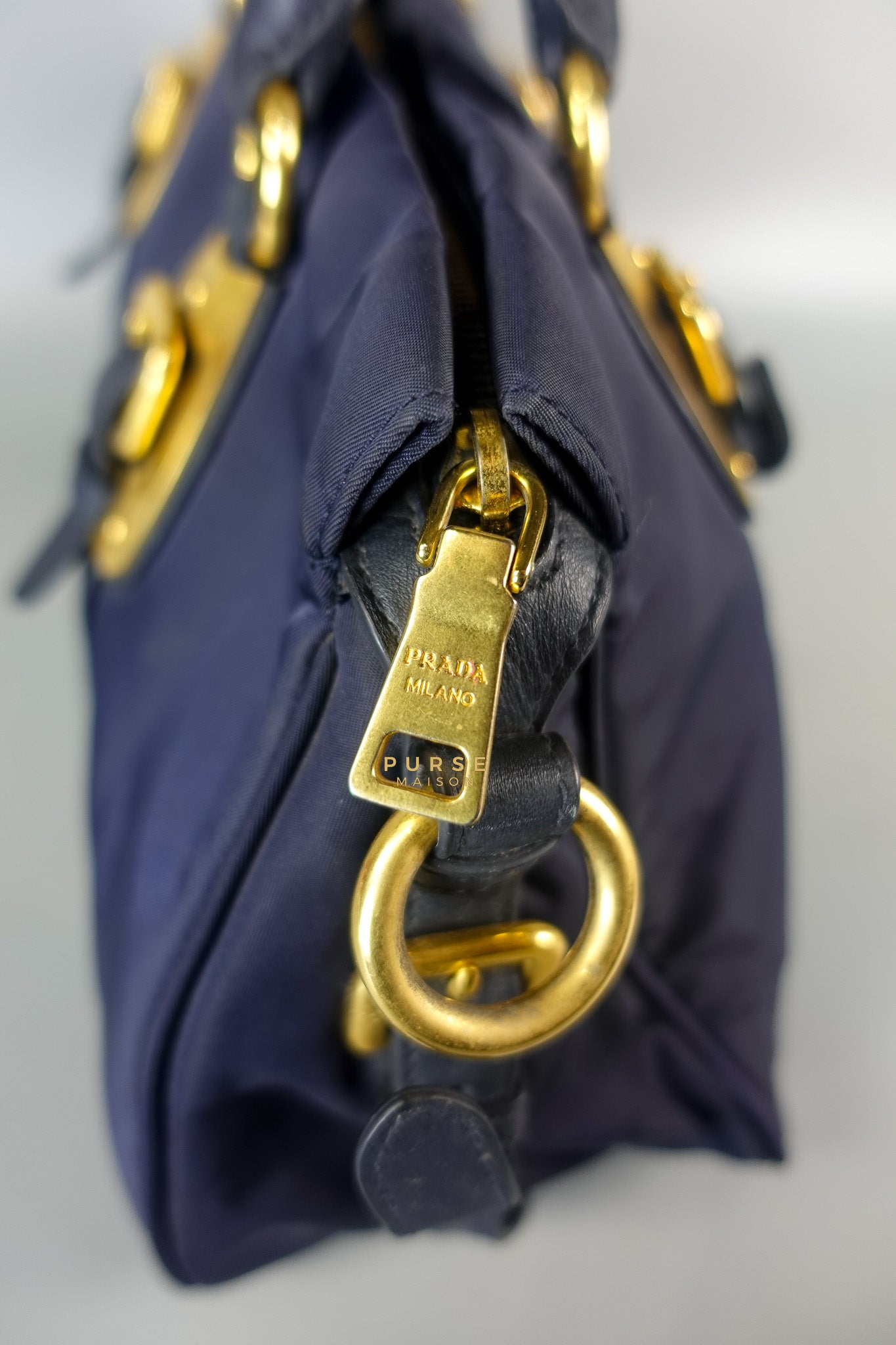 Tessuto Blue Nylon Hand Bag | Purse Maison Luxury Bags Shop