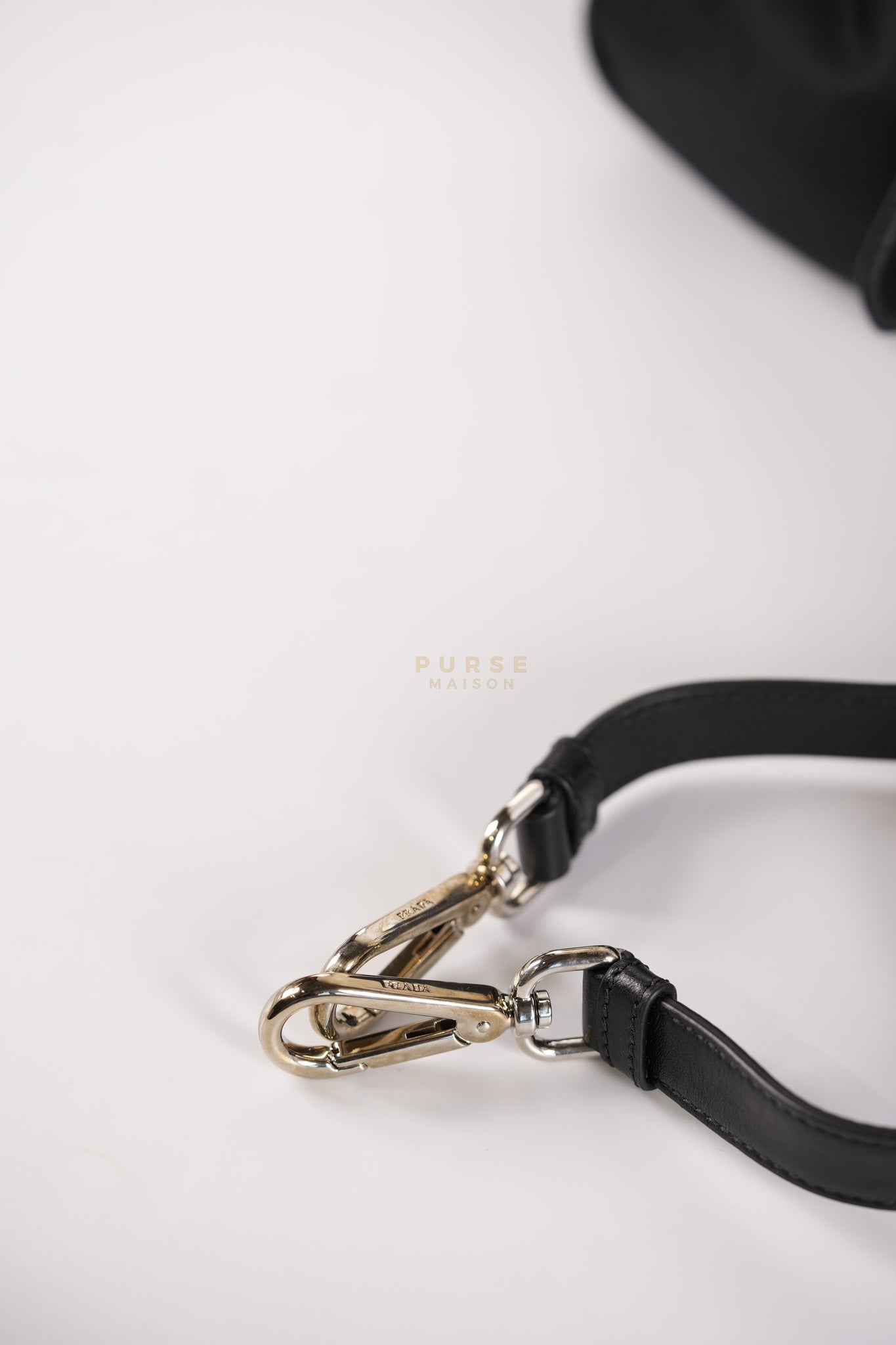 Tessuto Nylon Top Handle Shoulder Bag in Black and Silver Hardware | Purse Maison Luxury Bags Shop