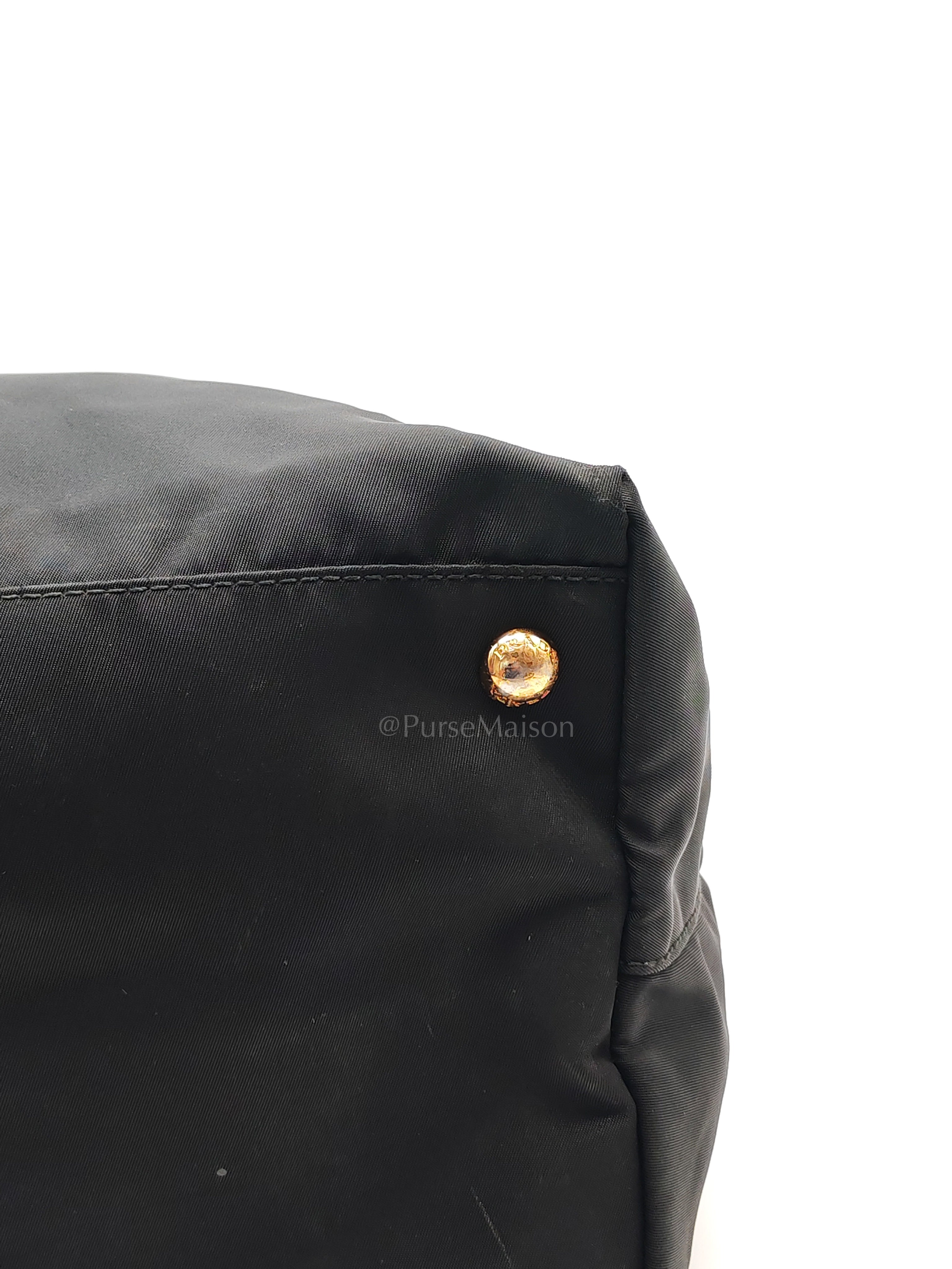 Tessuto Nylon Totebag in Black Saffiano Leather | Purse Maison Luxury Bags Shop