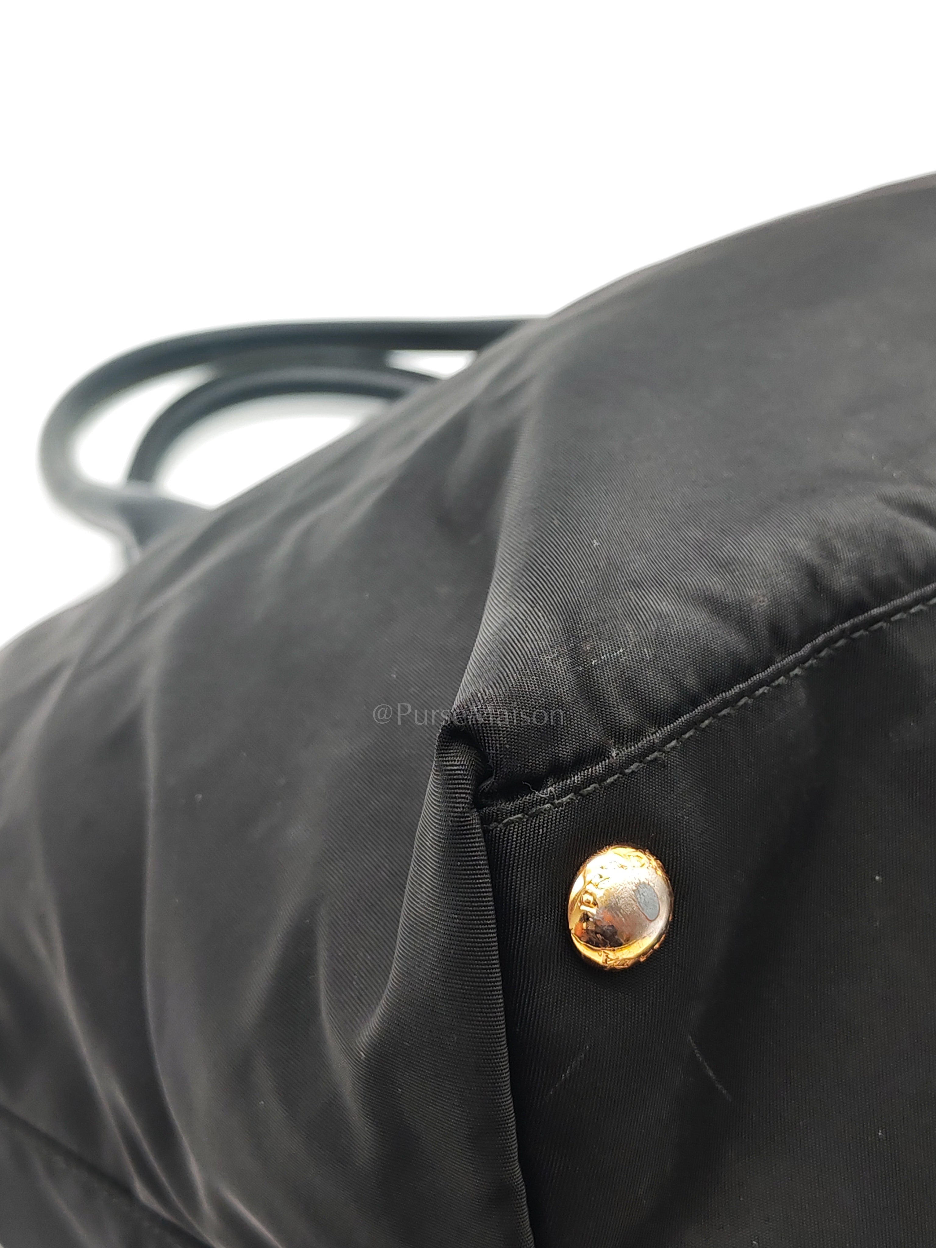Tessuto Nylon Totebag in Black Saffiano Leather | Purse Maison Luxury Bags Shop