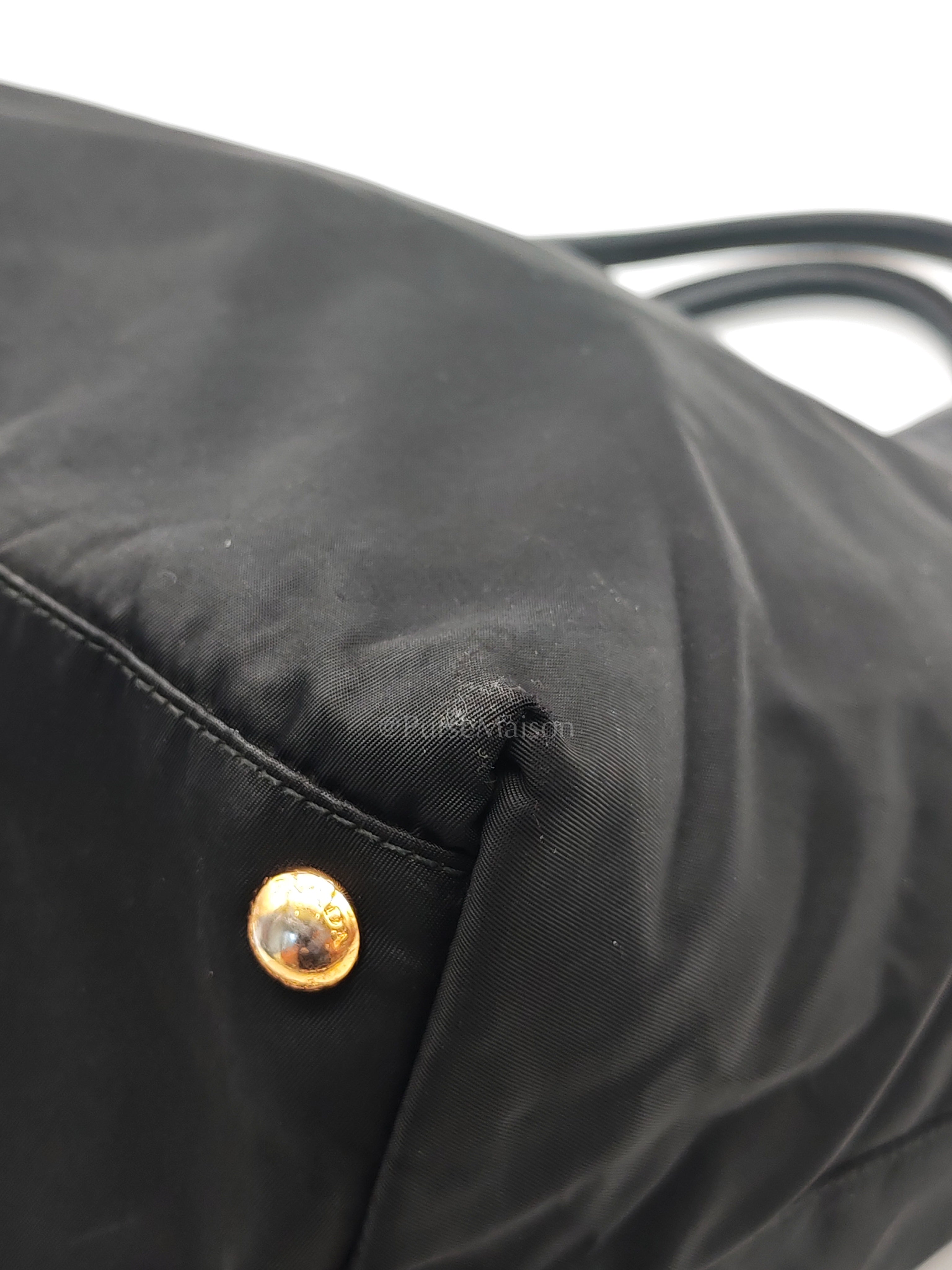 Tessuto Nylon Totebag in Black Saffiano Leather | Purse Maison Luxury Bags Shop