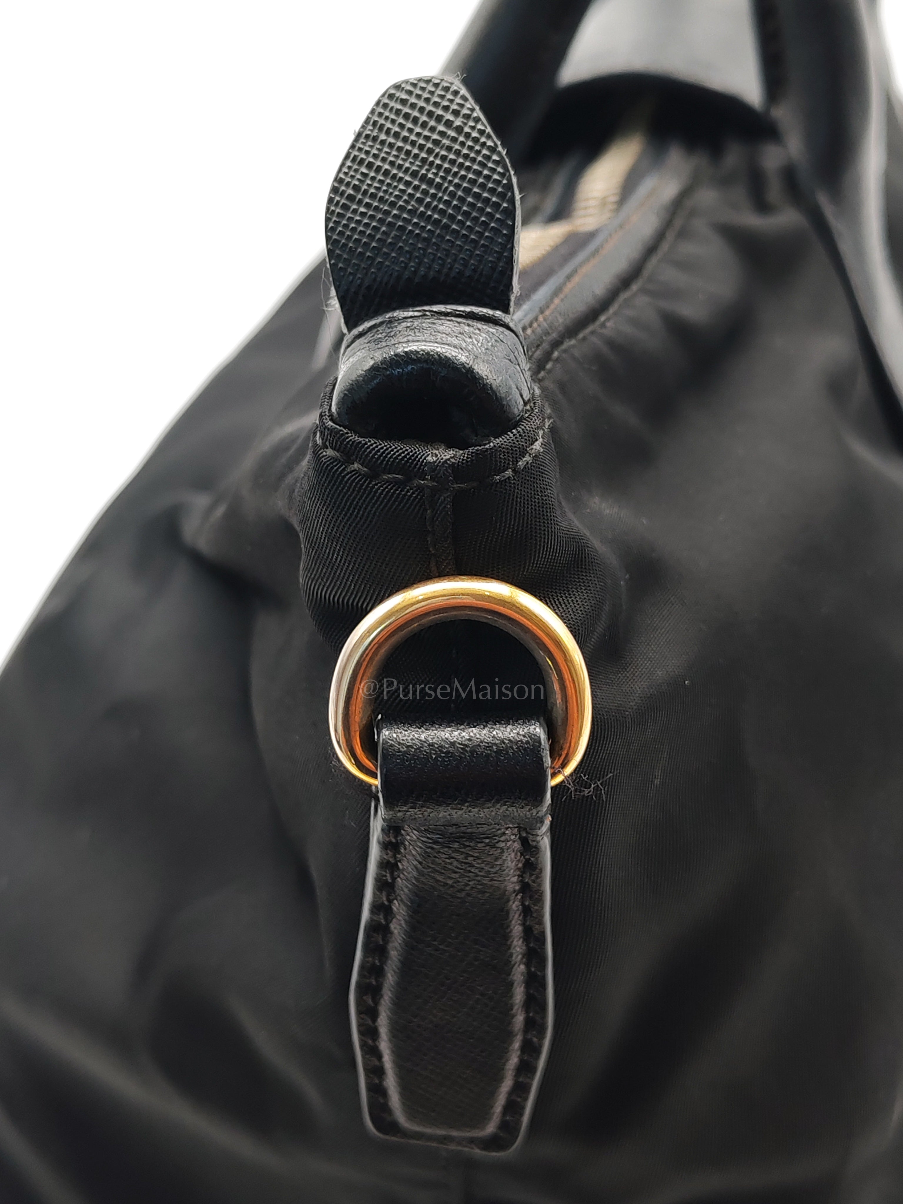 Tessuto Nylon Totebag in Black Saffiano Leather | Purse Maison Luxury Bags Shop
