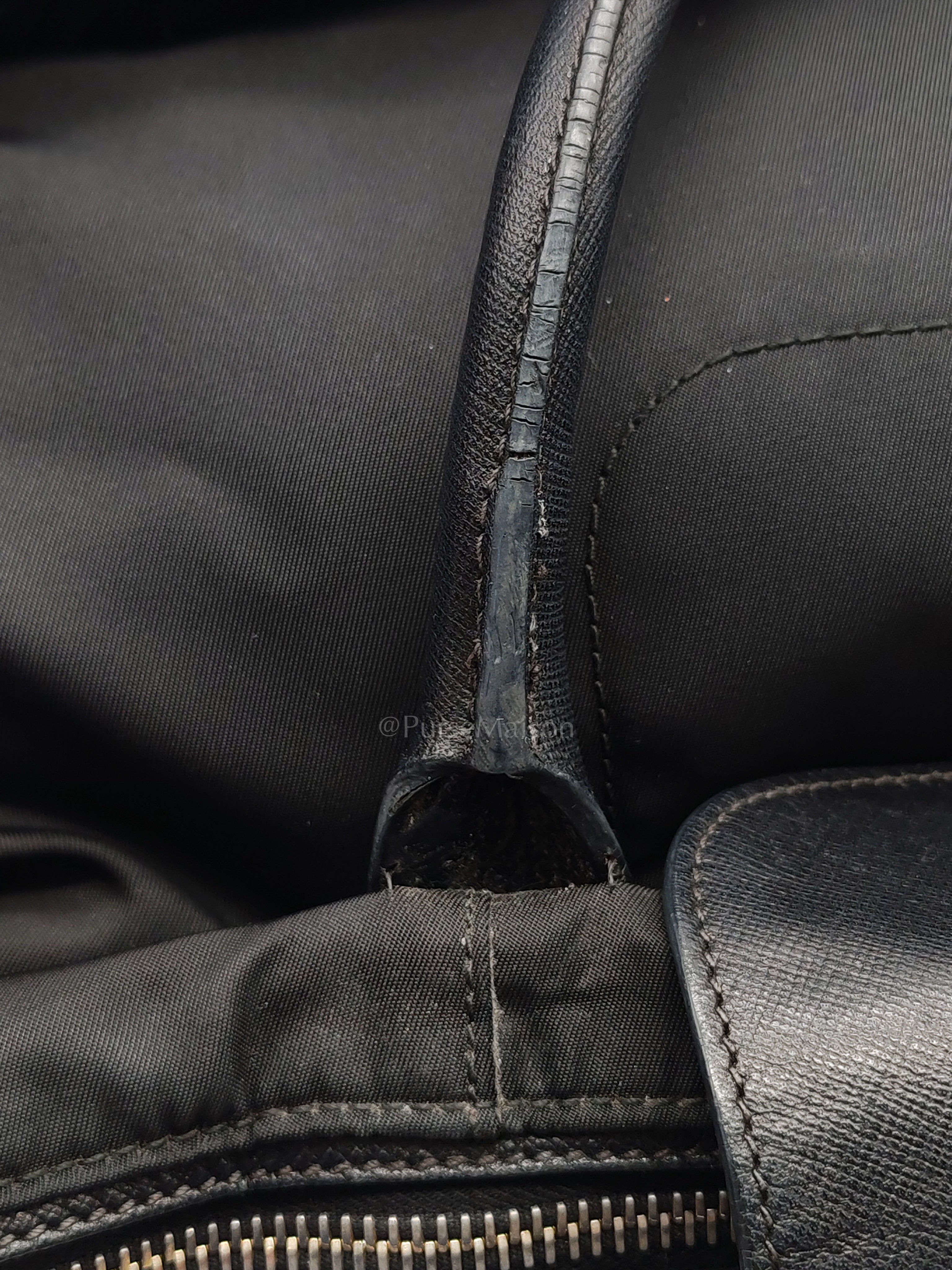 Tessuto Nylon Totebag in Black Saffiano Leather | Purse Maison Luxury Bags Shop