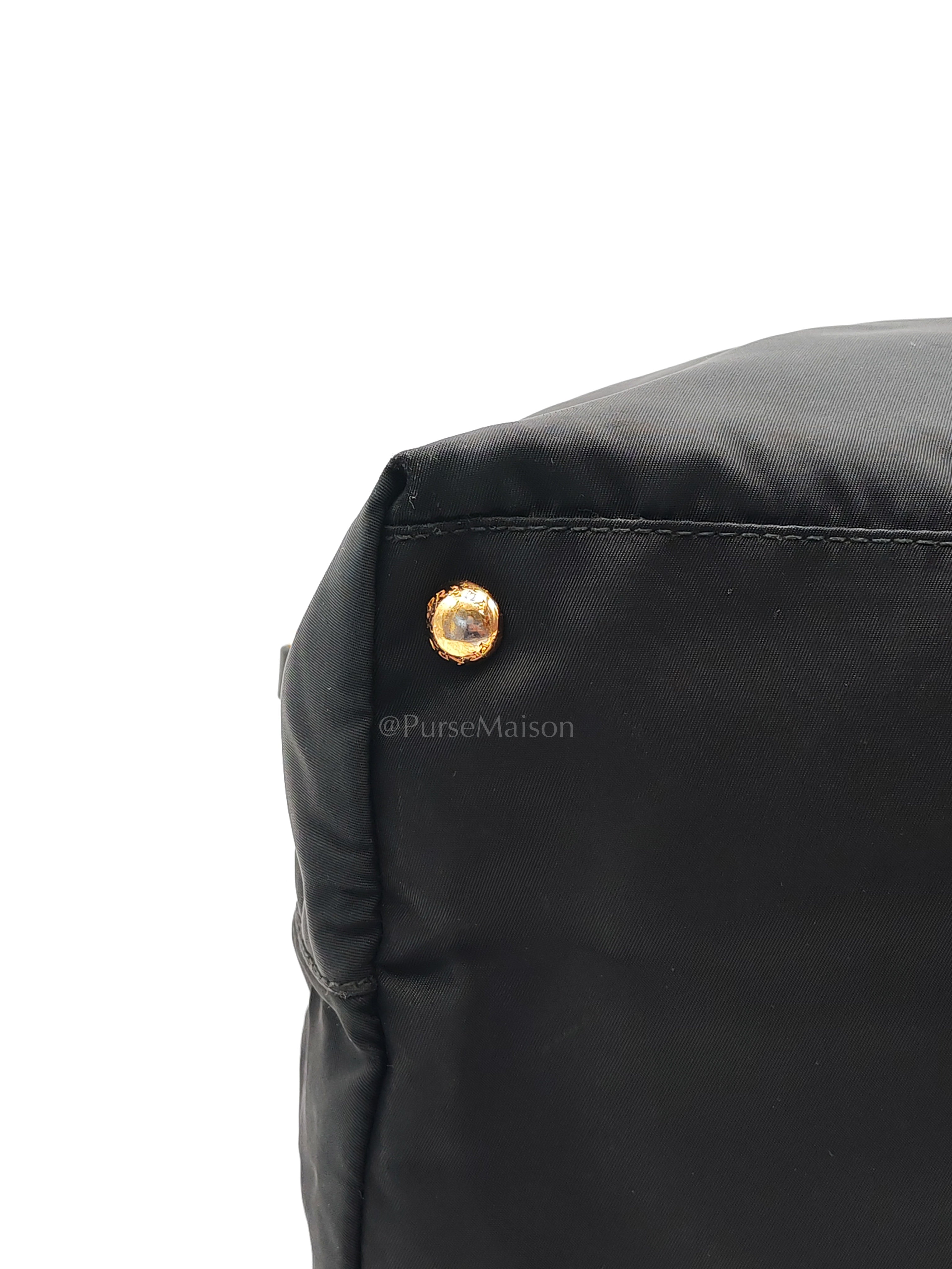 Tessuto Nylon Totebag in Black Saffiano Leather | Purse Maison Luxury Bags Shop
