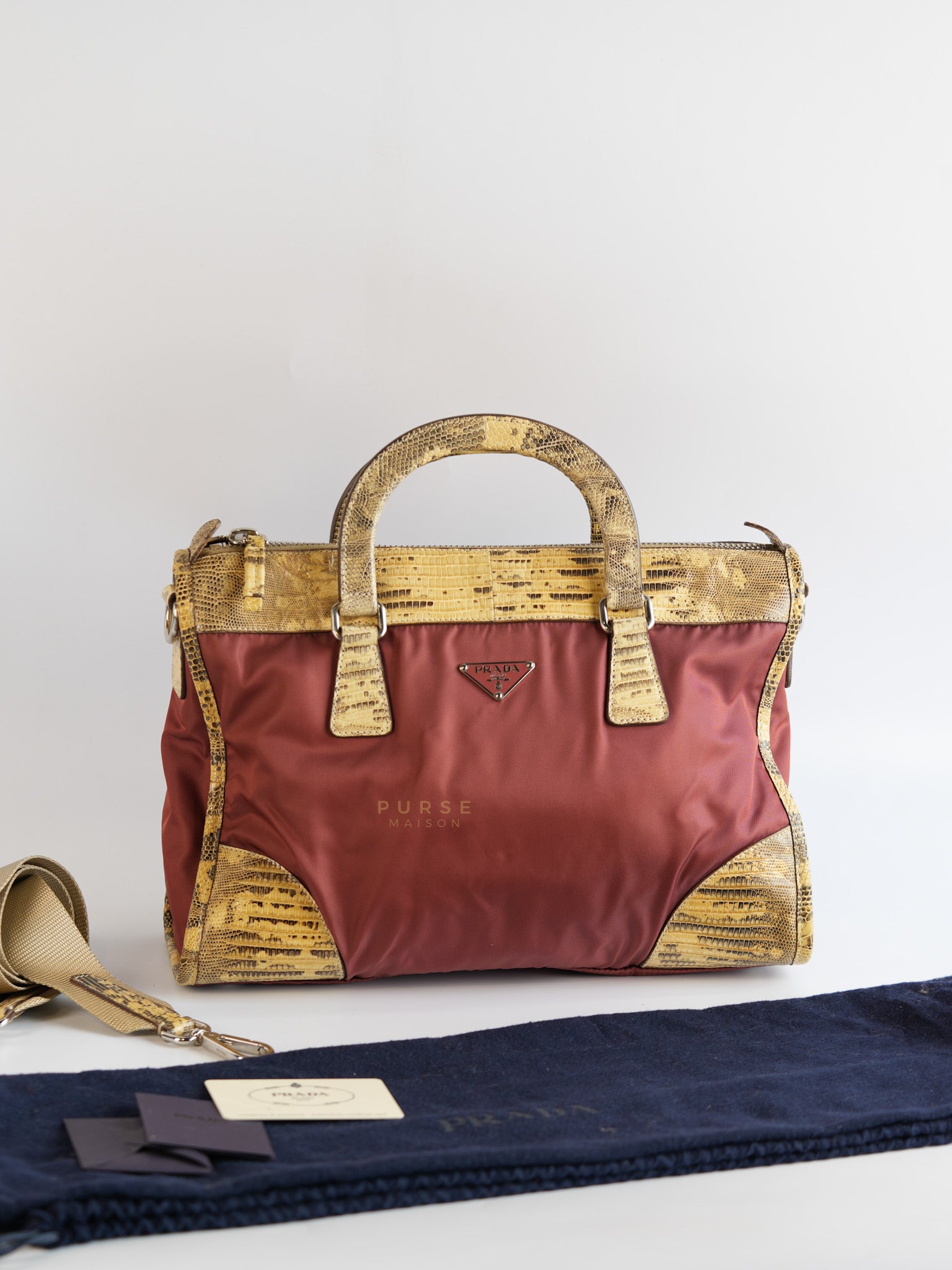 Tessuto Ouverture Large Burgundy Lizard Leather Crossbody Bag | Purse Maison Luxury Bags Shop