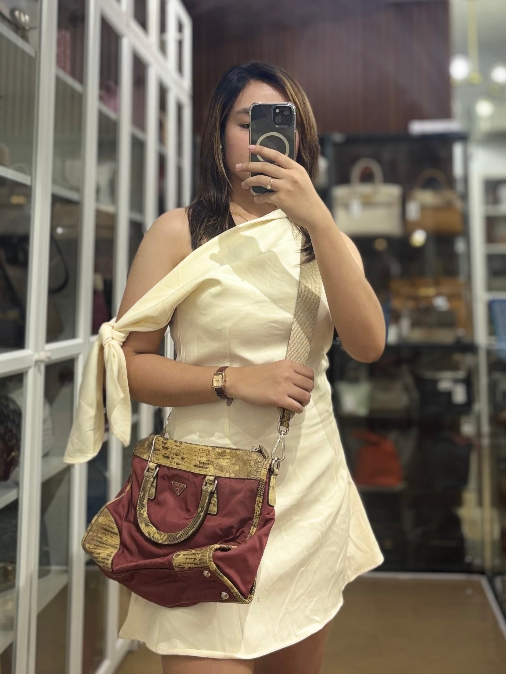 Tessuto Ouverture Large Burgundy Lizard Leather Crossbody Bag | Purse Maison Luxury Bags Shop