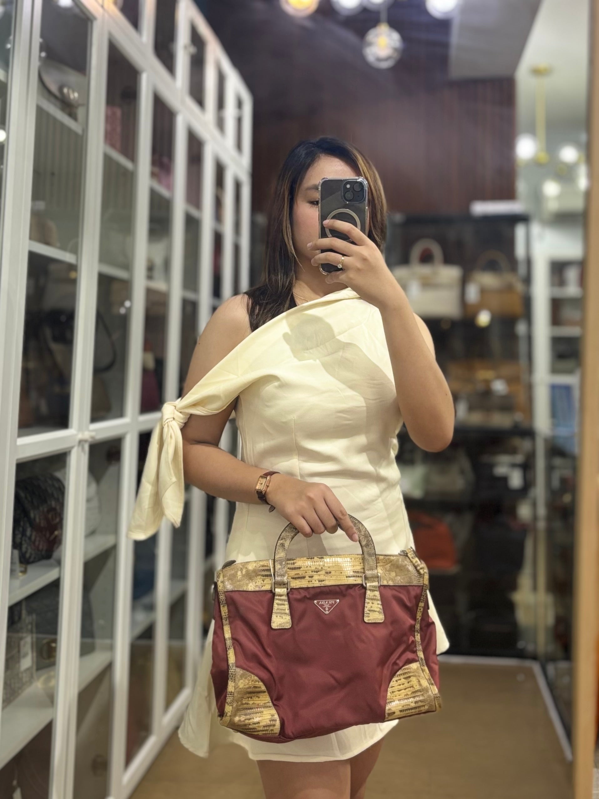 Tessuto Ouverture Large Burgundy Lizard Leather Crossbody Bag | Purse Maison Luxury Bags Shop