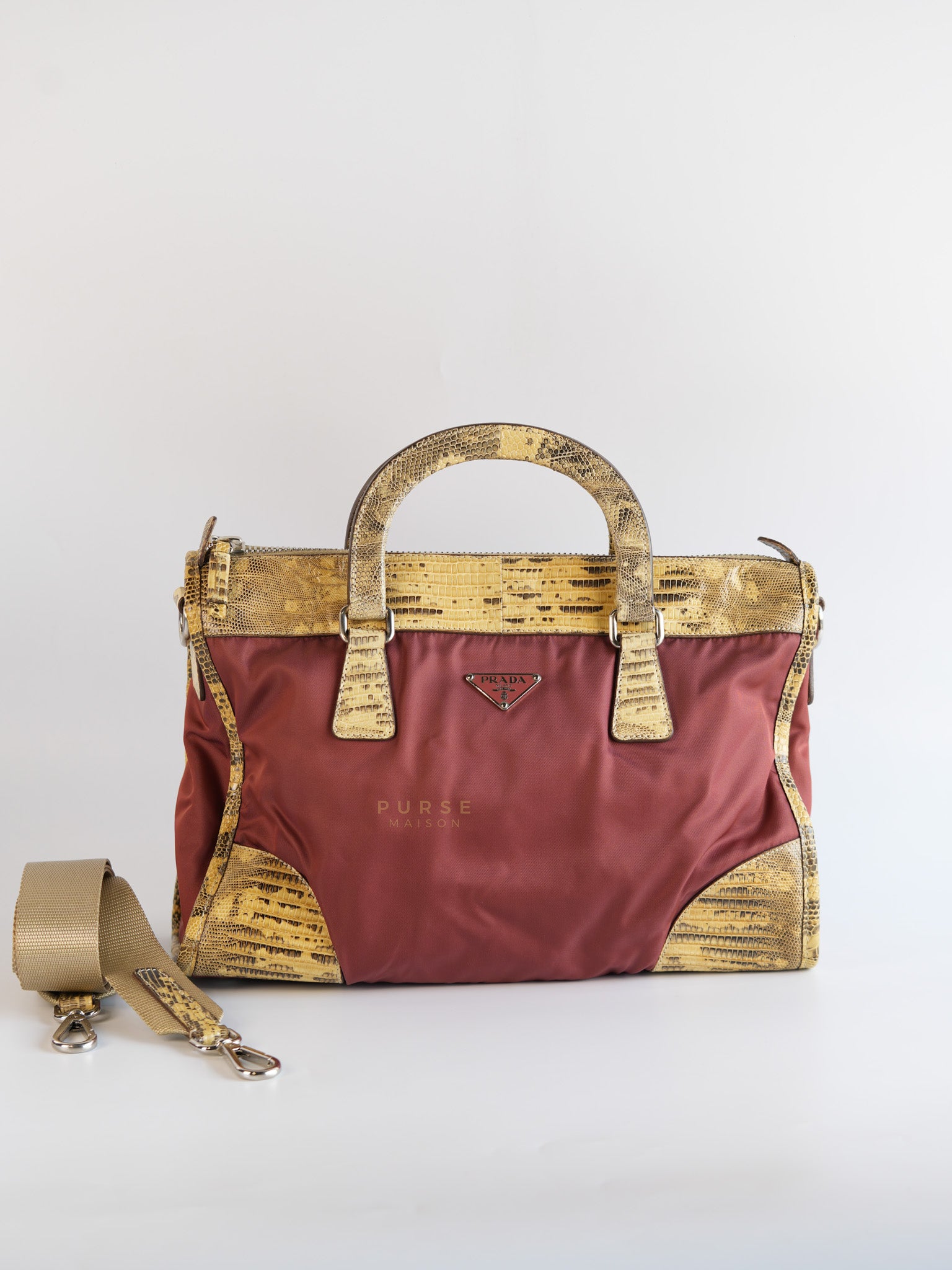 Tessuto Ouverture Large Burgundy Lizard Leather Crossbody Bag | Purse Maison Luxury Bags Shop